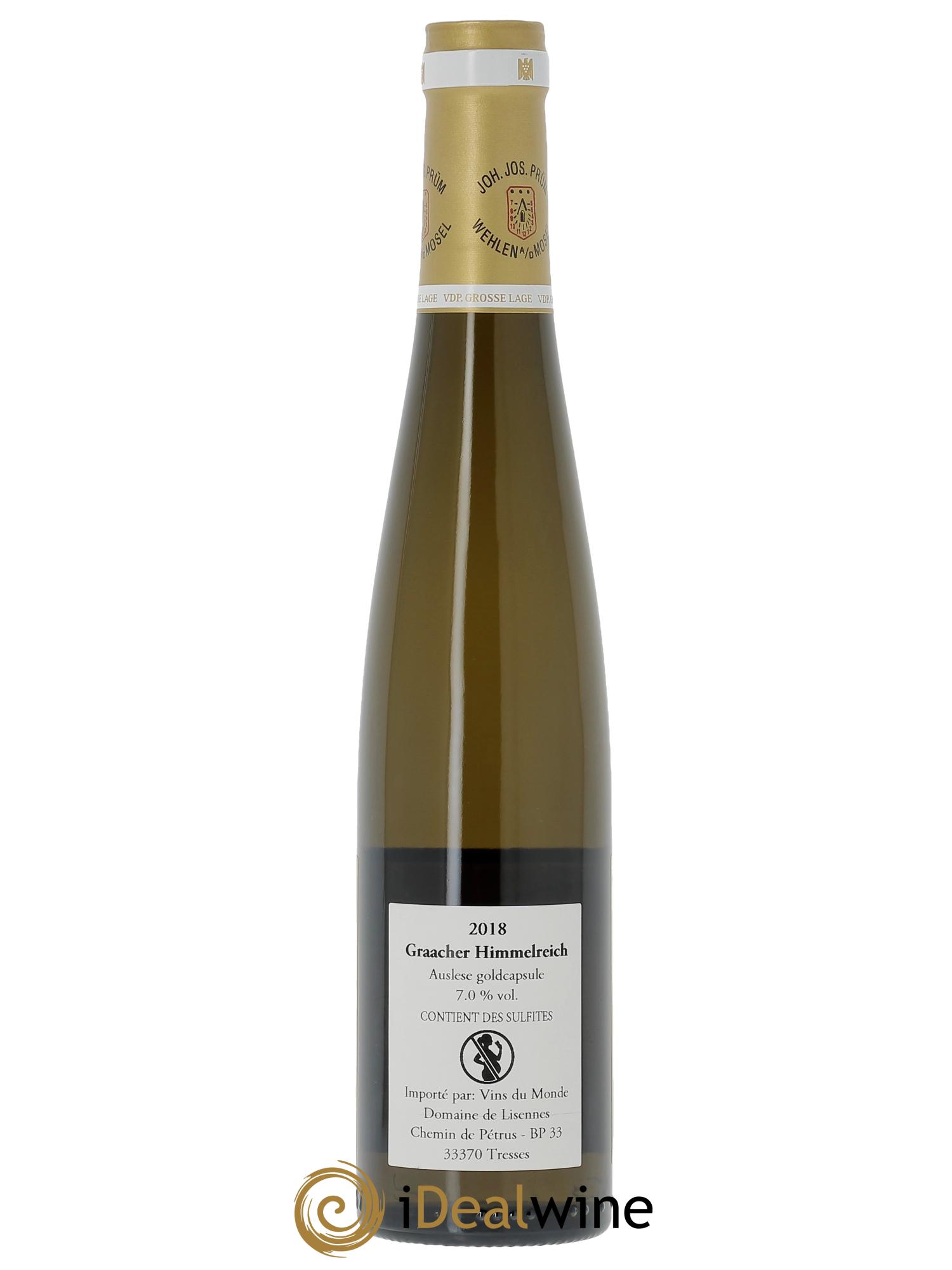 Riesling Joh. Jos. Prum Graacher Himmelreich Auslese Goldkap  2018 - Lotto di 1 mezza bottiglia - 2