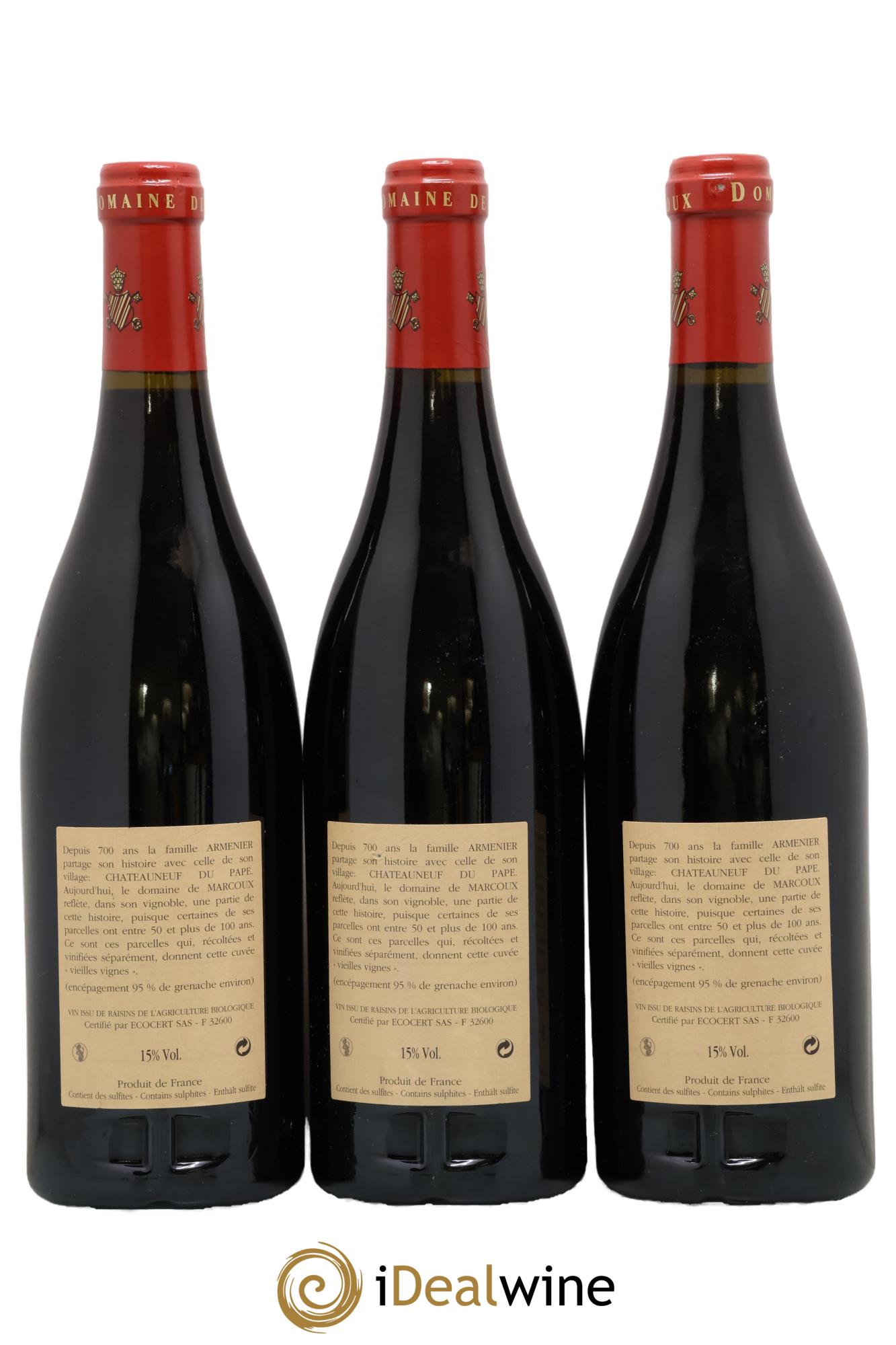 Châteauneuf-du-Pape Vieilles Vignes Marcoux (Domaine de) 2006 - Lote de 3 botellas - 1