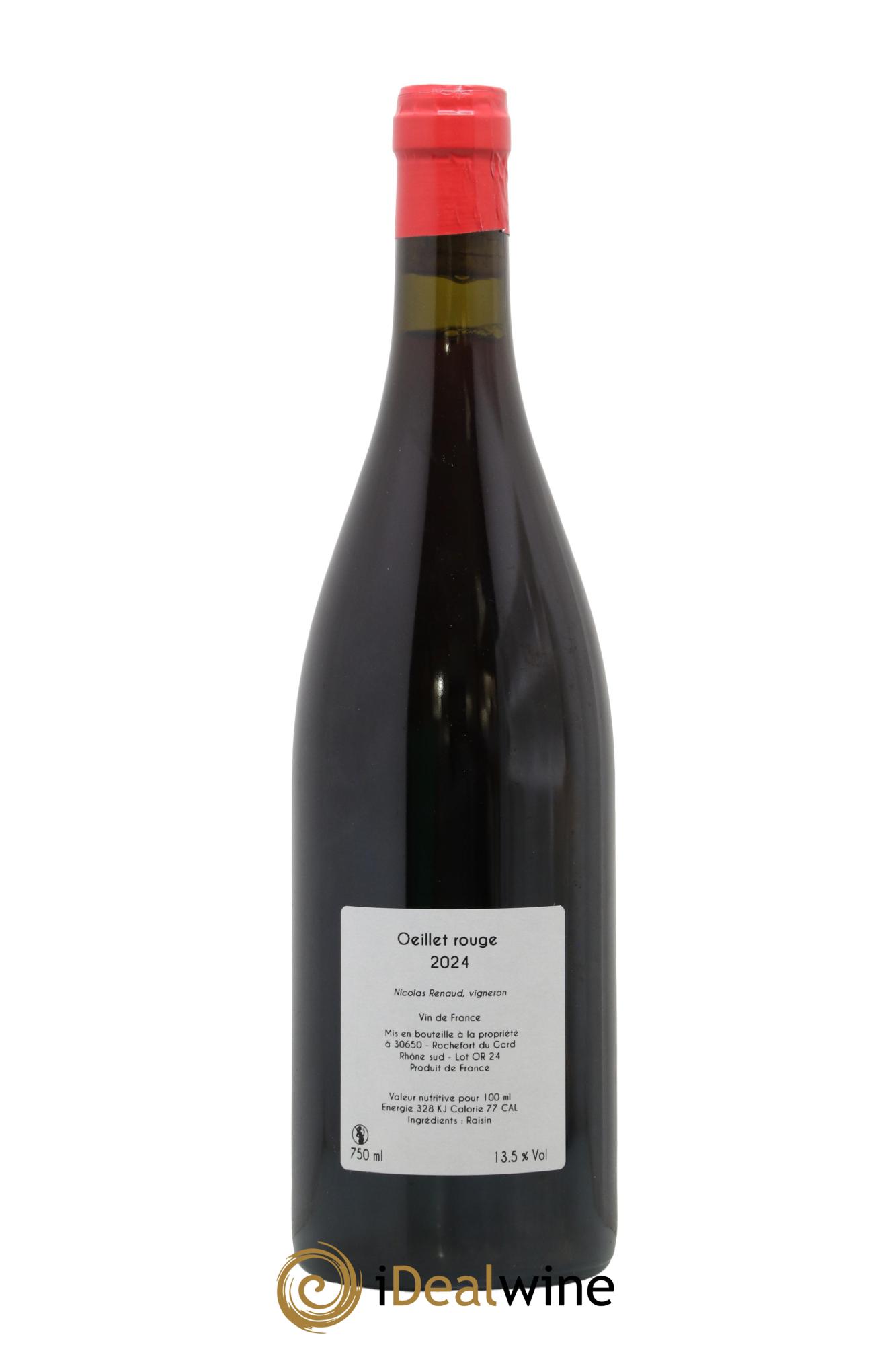 Vin de France cuvée Œillet rouge Clos des Grillons Nicolas Renaud 2024 - Lot de 1 bouteille - 1