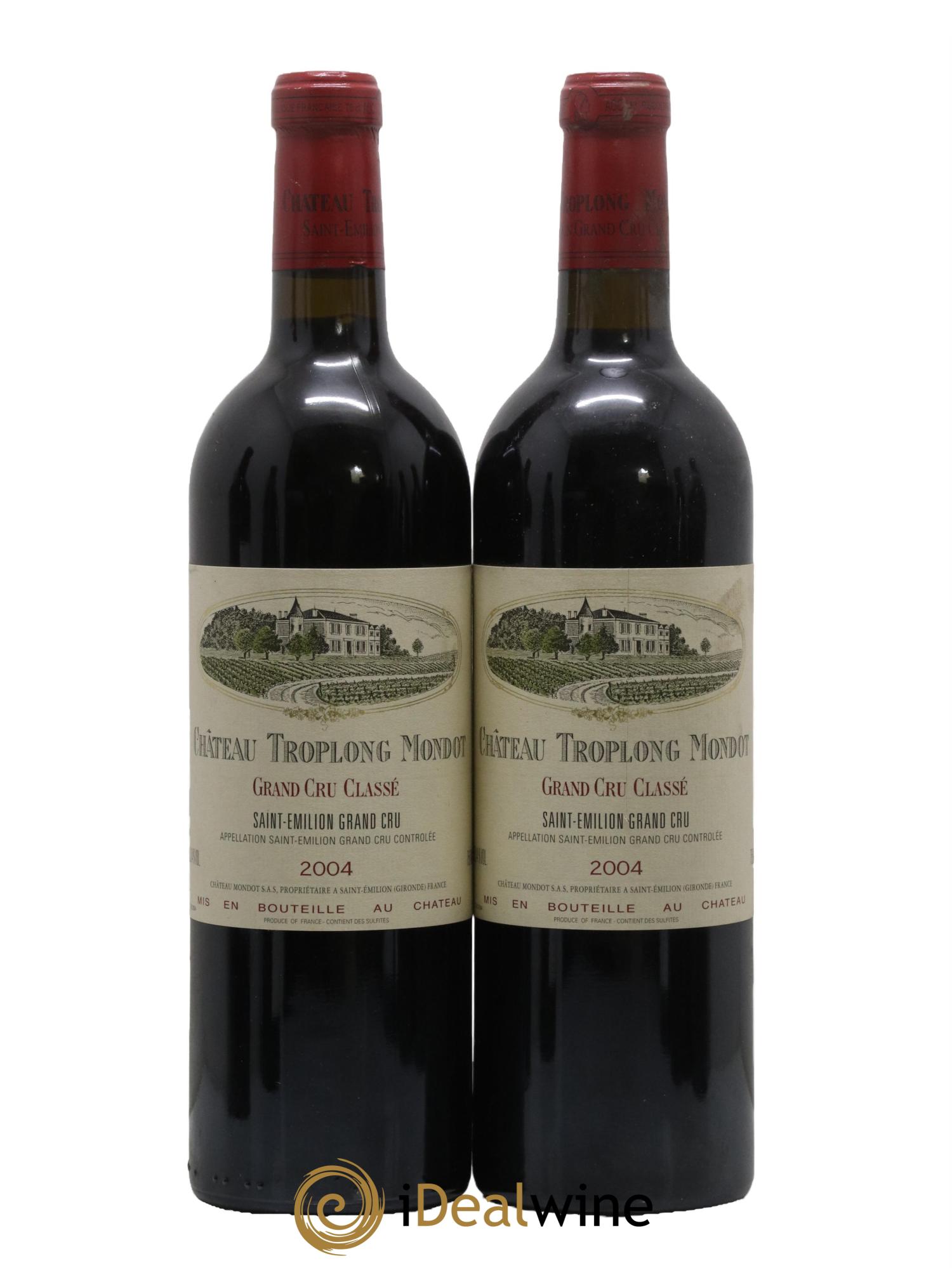 Château Troplong Mondot 1er Grand Cru Classé B 2004 - Lot de 2 bouteilles - 0