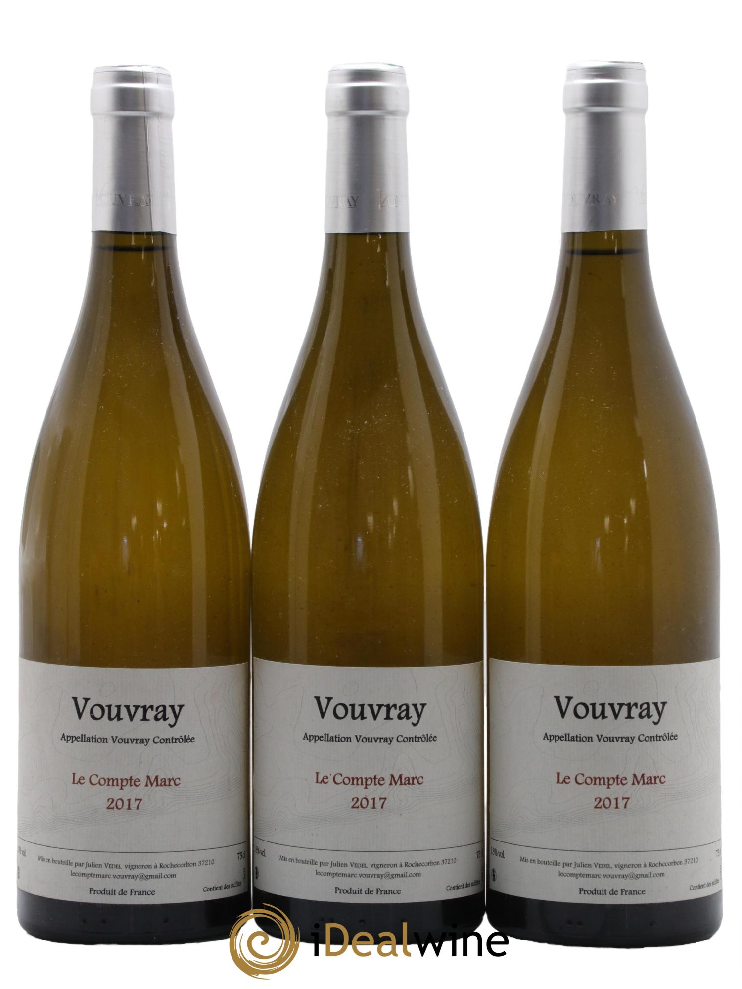 Vouvray Le Compte Marc Julien Vedel 2017 - Lot de 3 bouteilles - 0