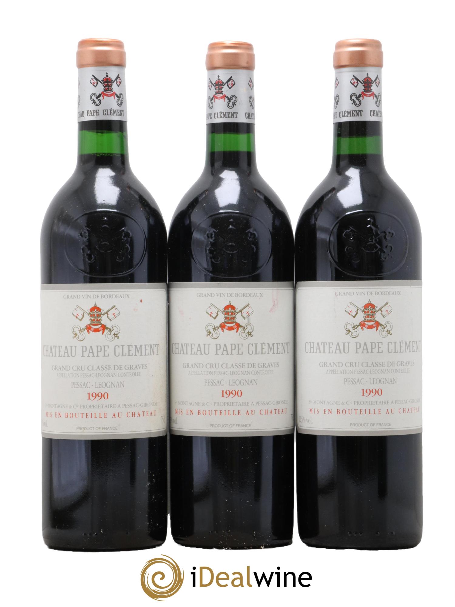 Château Pape Clément Cru Classé de Graves  1990 - Lotto di 3 bottiglie - 0