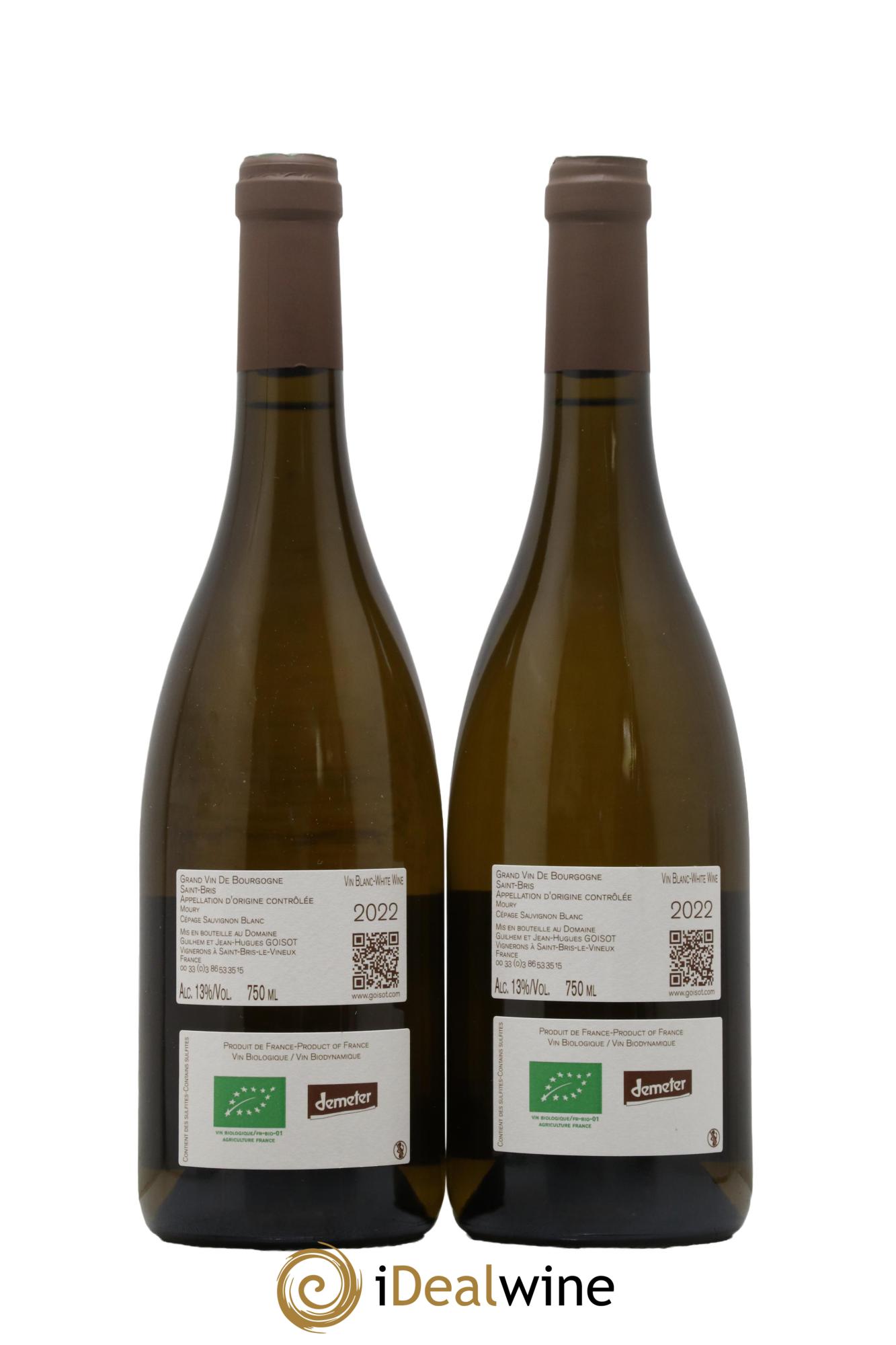 Bourgogne Saint-Bris Goisot Moury 2022 - Posten von 2 Flaschen - 1
