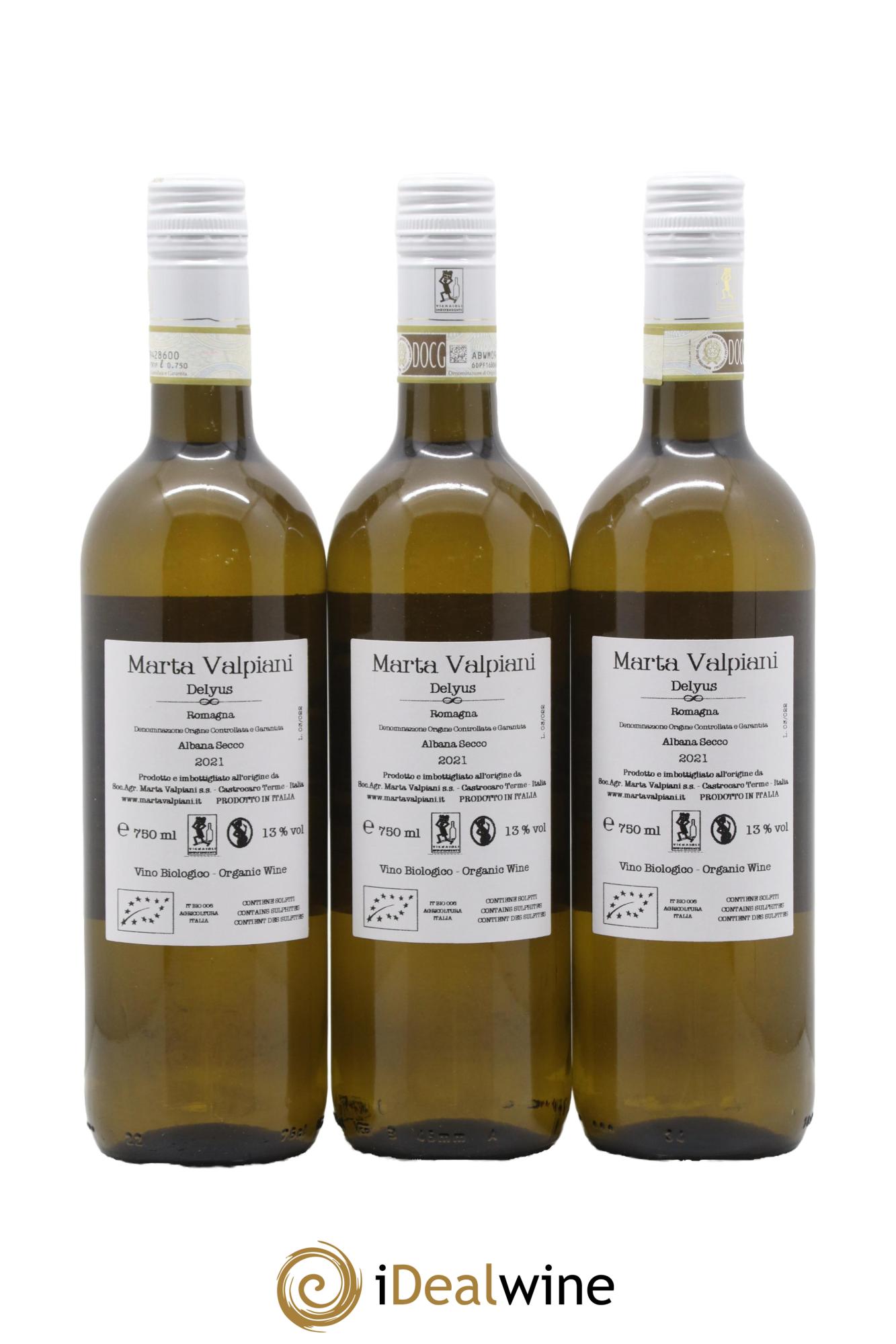 Italie Romagna Delyus Albana Secco Marta Valpiani 2021 - Lot de 3 bouteilles - 1
