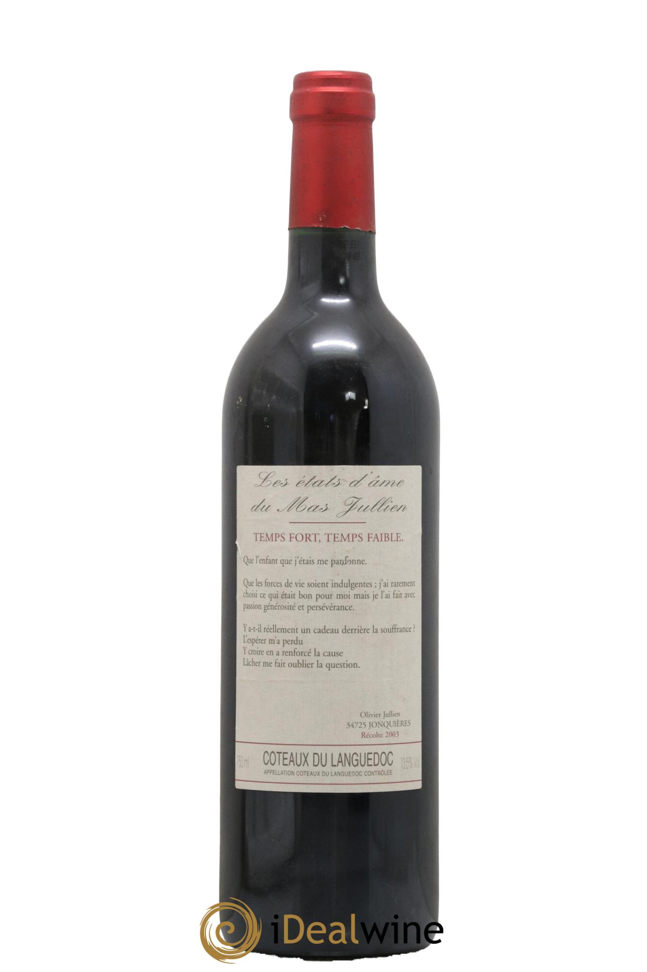 Coteaux du Languedoc - Terrasses du Larzac Mas Jullien Les Etats d'Ame du Mas Jullien Olivier Jullien 2003 - Lotto di 1 bottiglia - 0