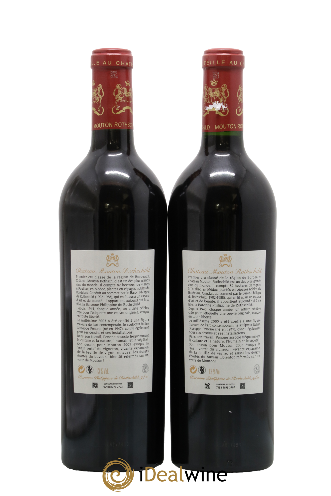 Château Mouton Rothschild 1er Grand Cru Classé 2005 - Lot de 2 bouteilles - 1