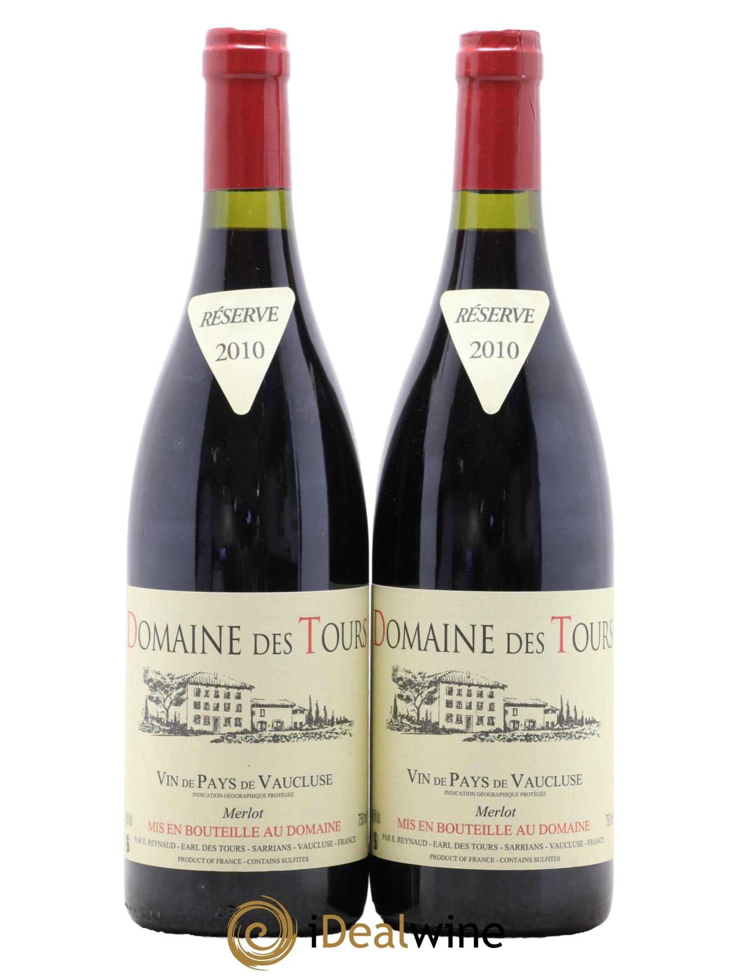 Vaucluse Domaine des Tours Merlot Emmanuel Reynaud 2010 - Lot de 2 bouteilles - 0