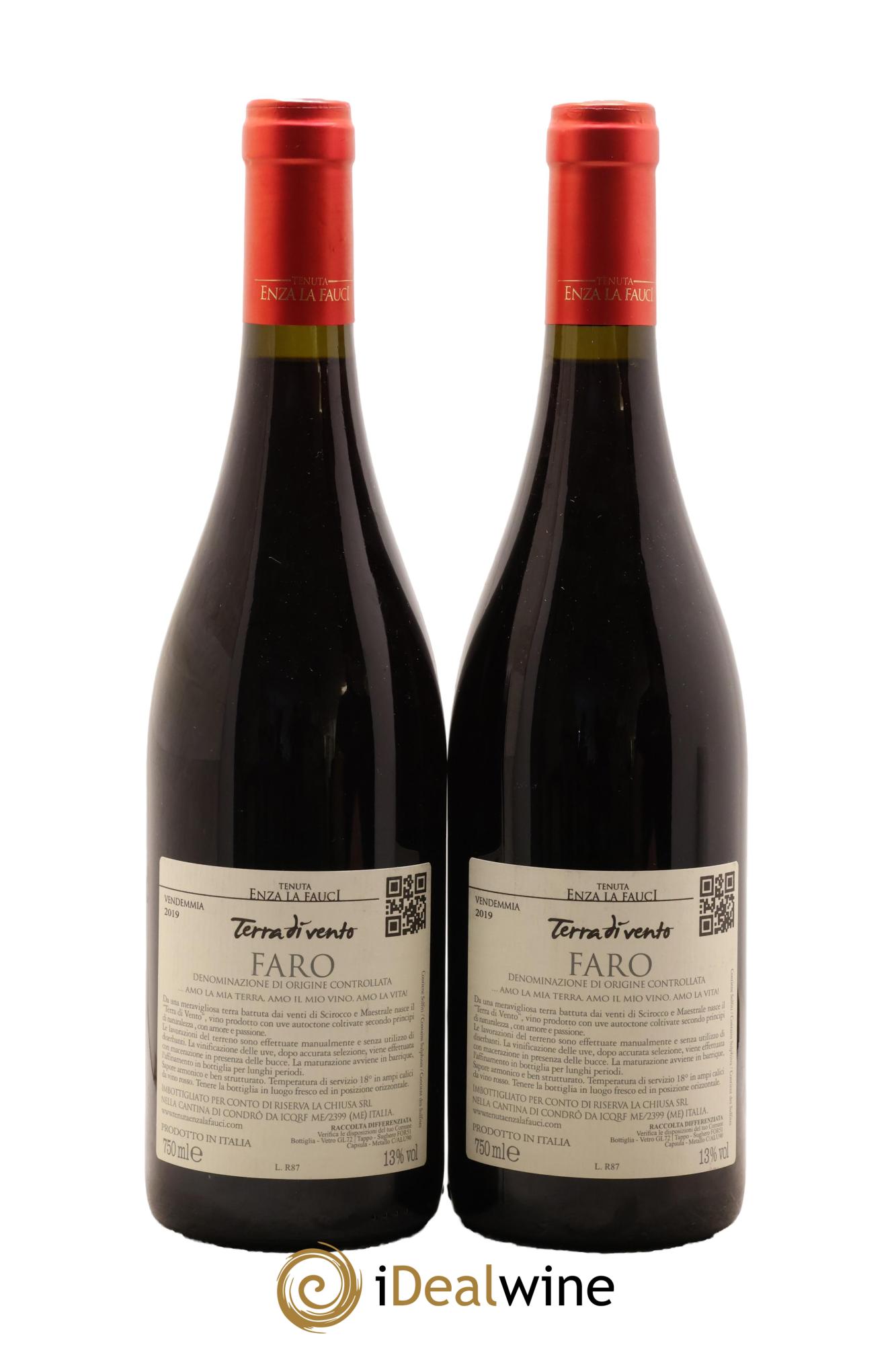 Italie Faro DOC Terra di Vento Tenuta Enza la Fauci 2019 - Lot de 2 bouteilles - 1