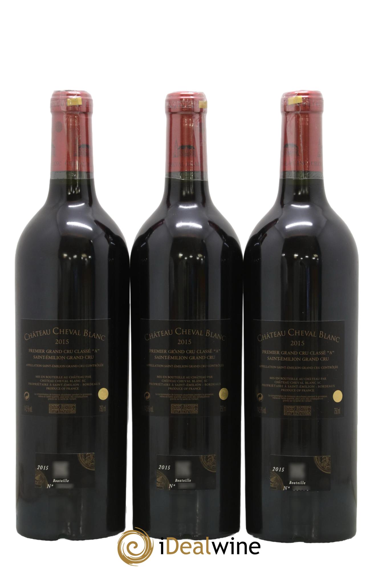 Château Cheval Blanc 1er Grand Cru Classé A 2015 - Lot of 3 bottles - 1