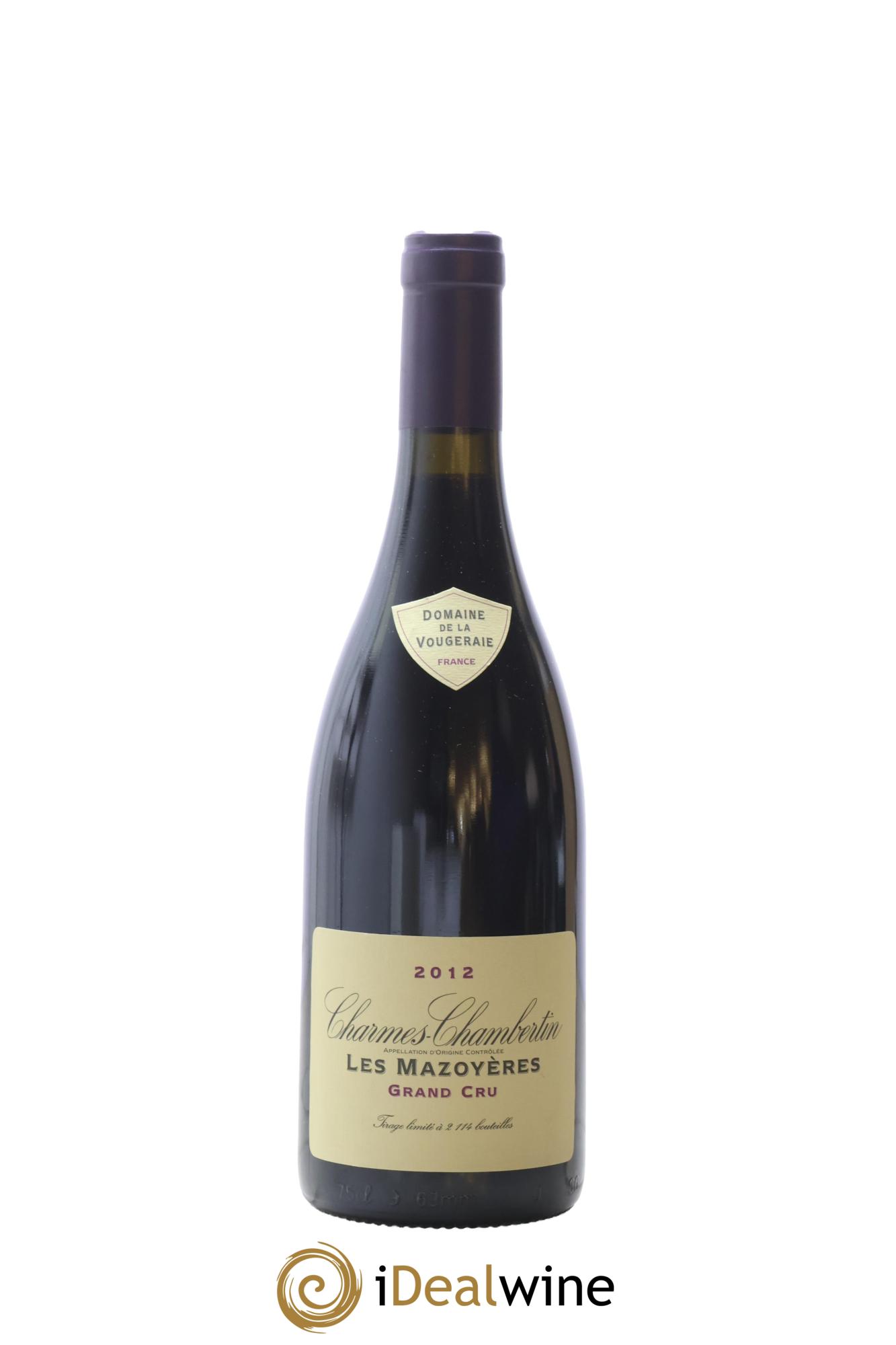 Charmes-Chambertin Grand Cru Les Mazoyères La Vougeraie 2012 - Lotto di 1 bottiglia - 0