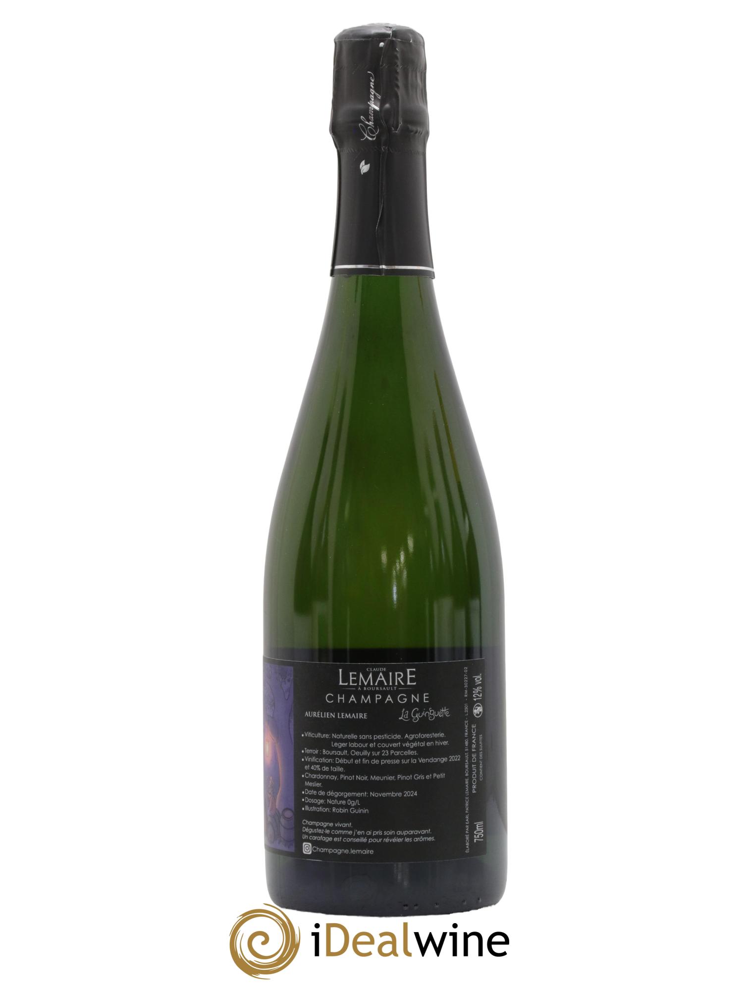 Champagne La Guinguette Aurélien Lemaire - Lot de 1 bouteille - 1