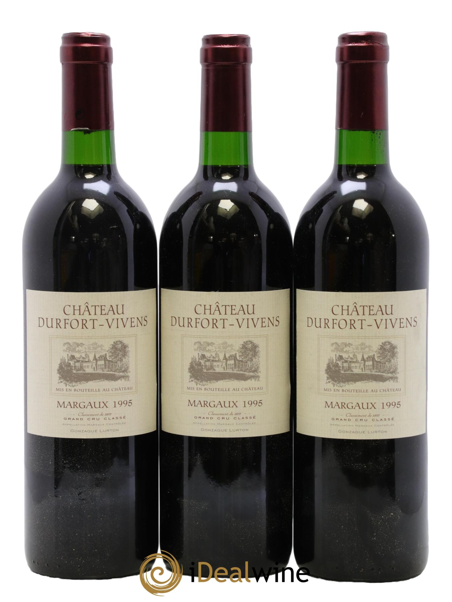 Château Durfort Vivens 2ème Grand Cru Classé 1995 - Posten von 3 Flaschen - 0