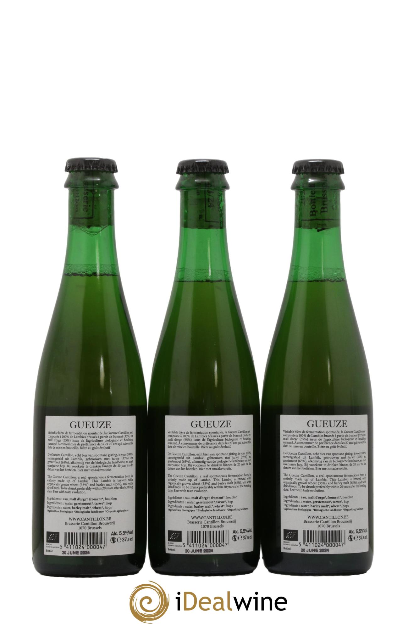 Bière Gueuze Lambic Bio new label (bottled 2024) (37,5cl.) - Lot de 3 demi bouteilles - 1