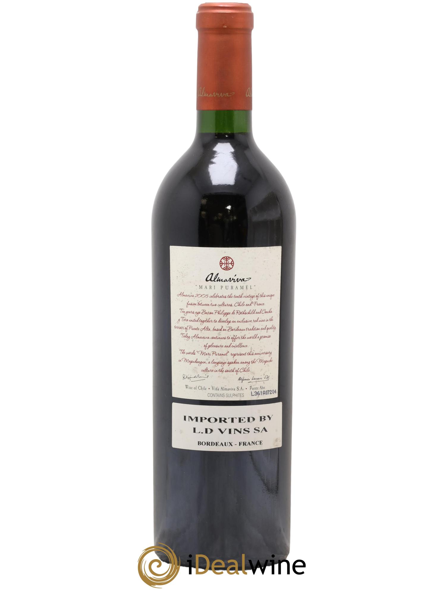 Chili Almaviva Baron P. de Rothschild Concha y Toro 2005 - Lot de 1 bouteille - 1