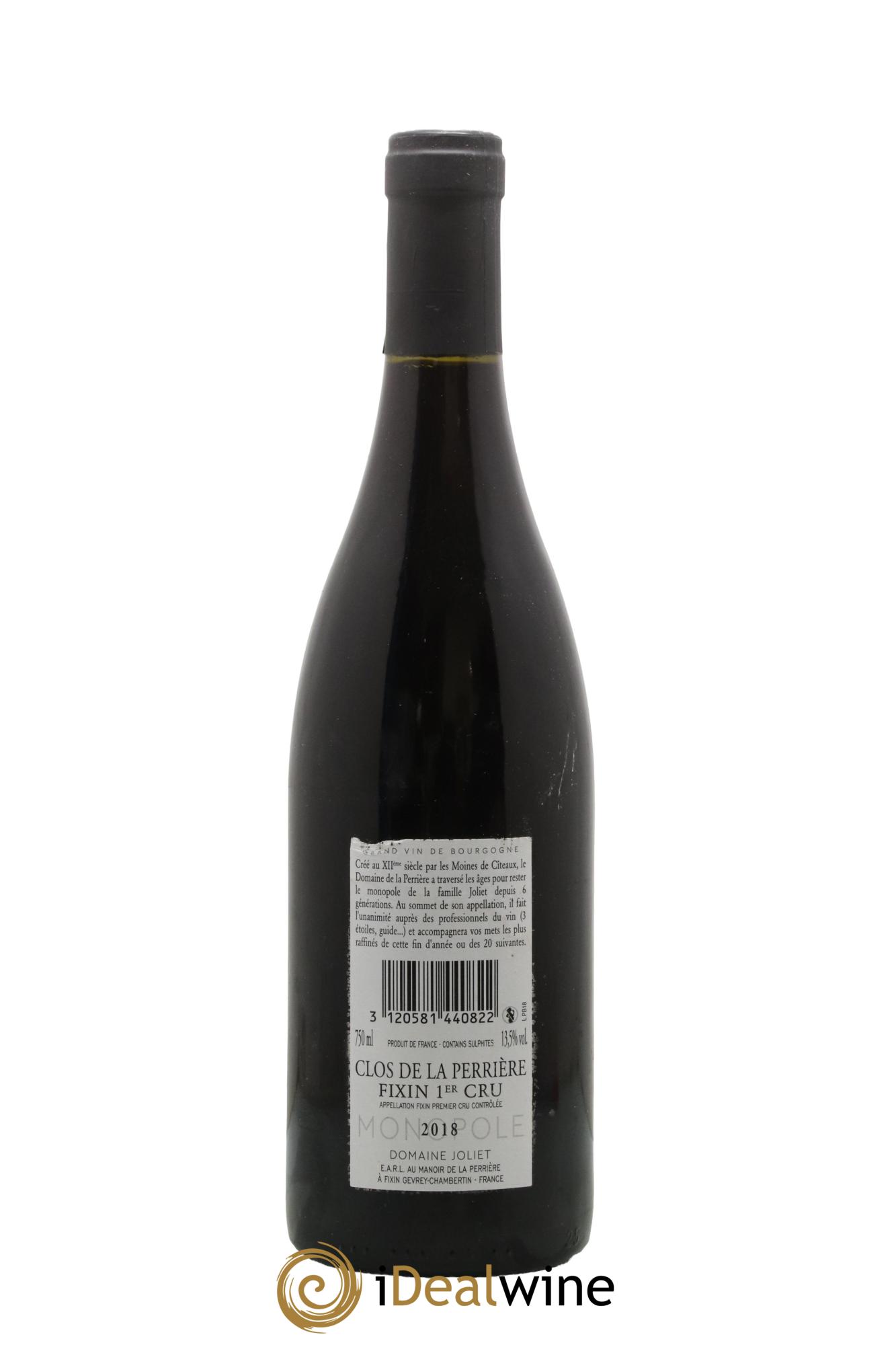 Fixin 1er Cru Clos de la Perrière Joliet Père & Fils (Domaine) 2018 - Lot de 1 bouteille - 1