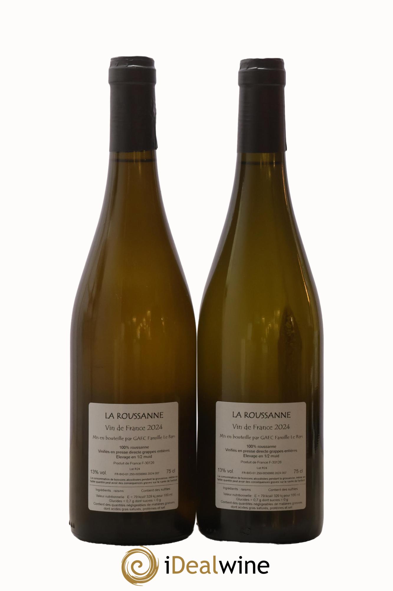 Vin de France La Roussanne Romain Le Bars  2024 - Lot de 2 bouteilles - 1