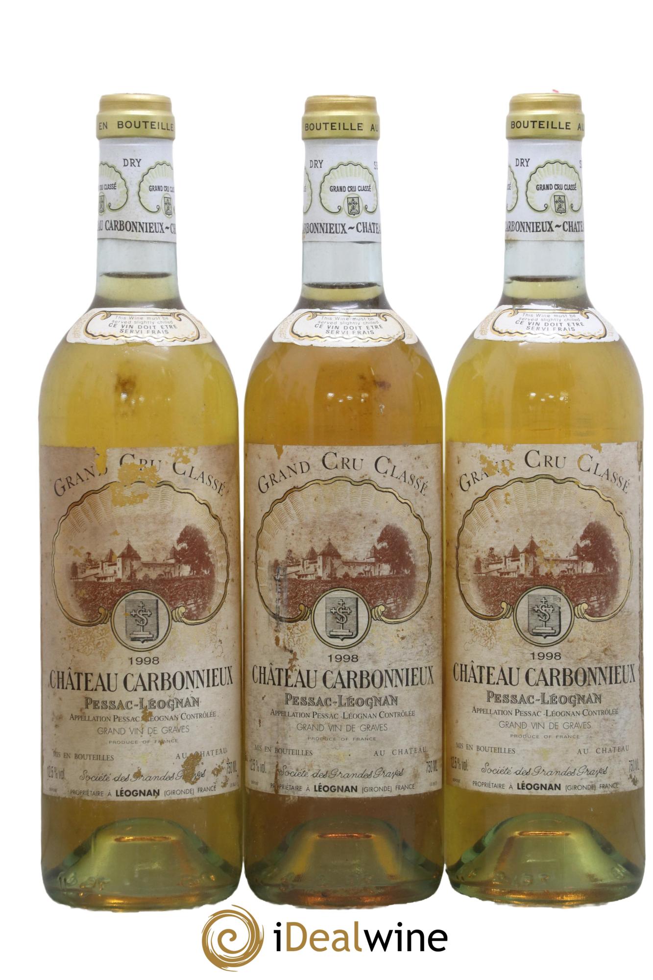 Château Carbonnieux Cru Classé de Graves 1998 - Lot de 3 bouteilles - 0
