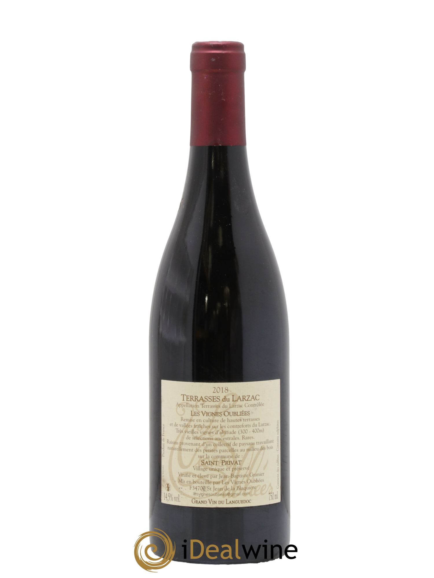 Terrasses du Larzac Les Vignes Oubliées Jean-Baptiste Granier 2018 - Lot de 1 bouteille - 1