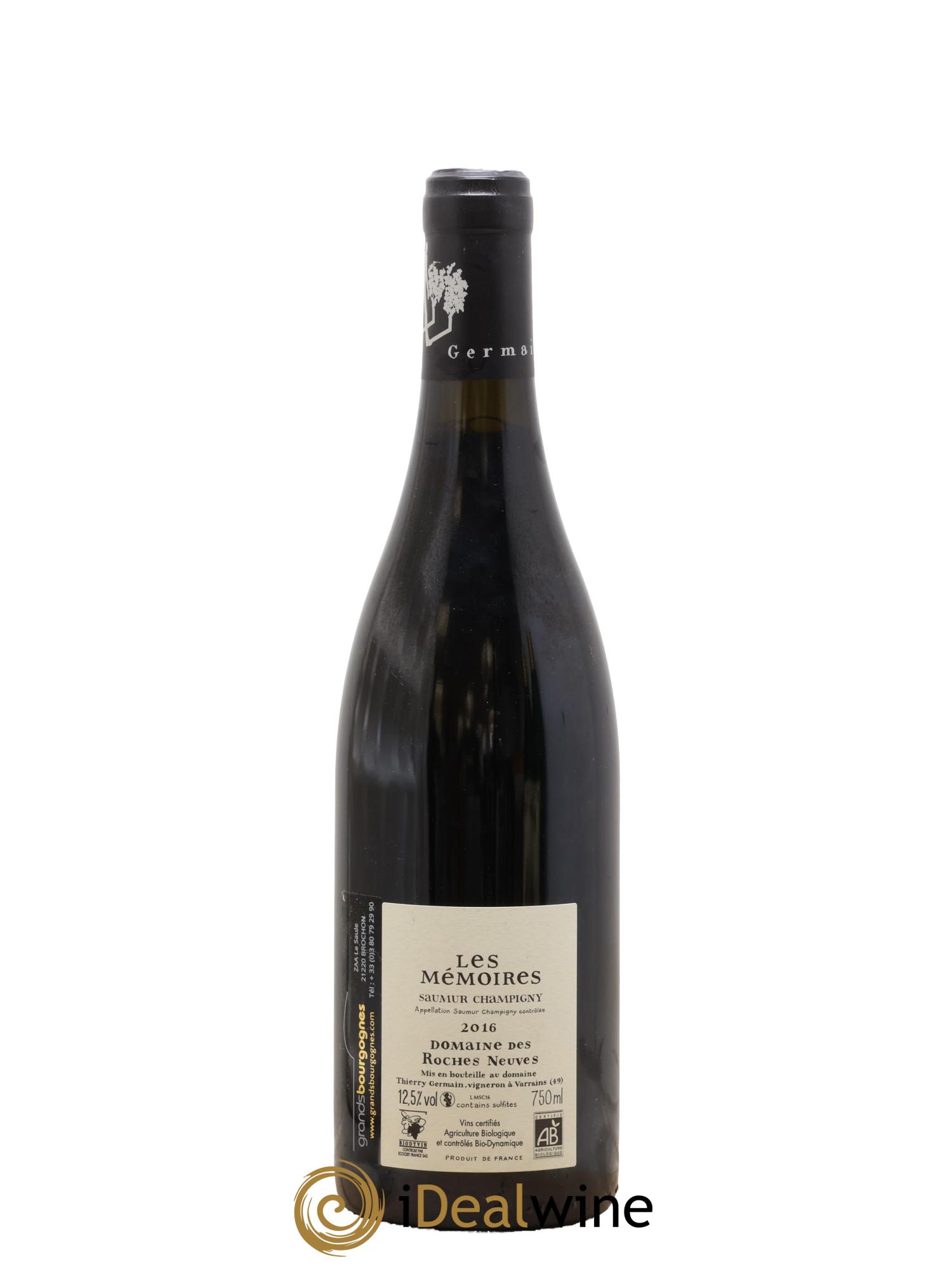 Saumur-Champigny Les Mémoires Domaine des Roches Neuves - Thierry Germain 2016 - Lot de 1 bouteille - 1
