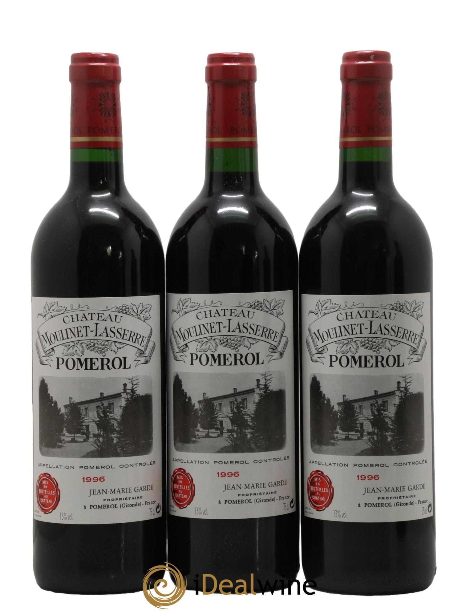 Château Moulinet Lasserre 1996 - Lot de 3 bouteilles - 0
