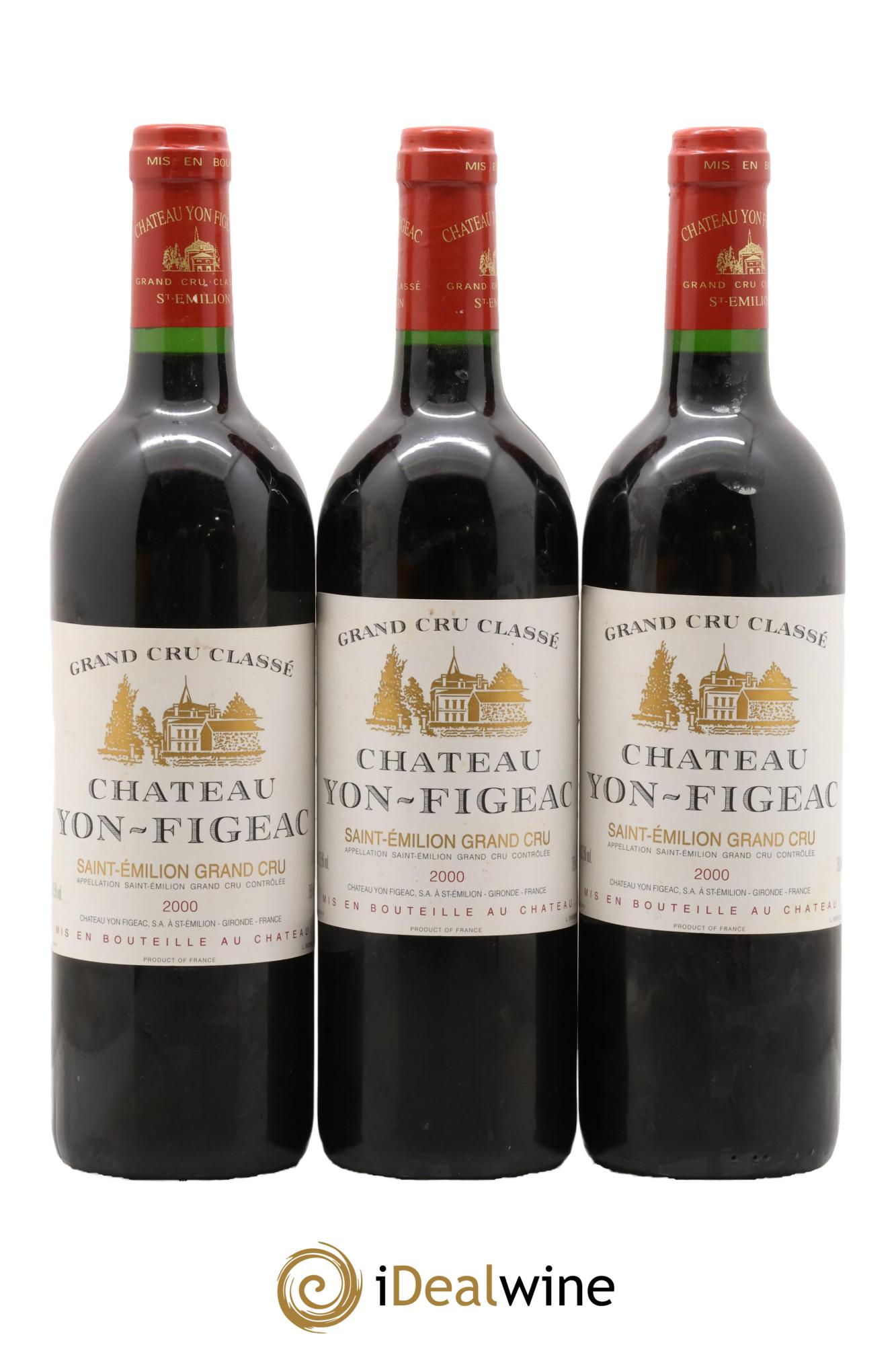 Château Yon Figeac Grand Cru Classé 2000 - Lotto di 3 bottiglie - 0