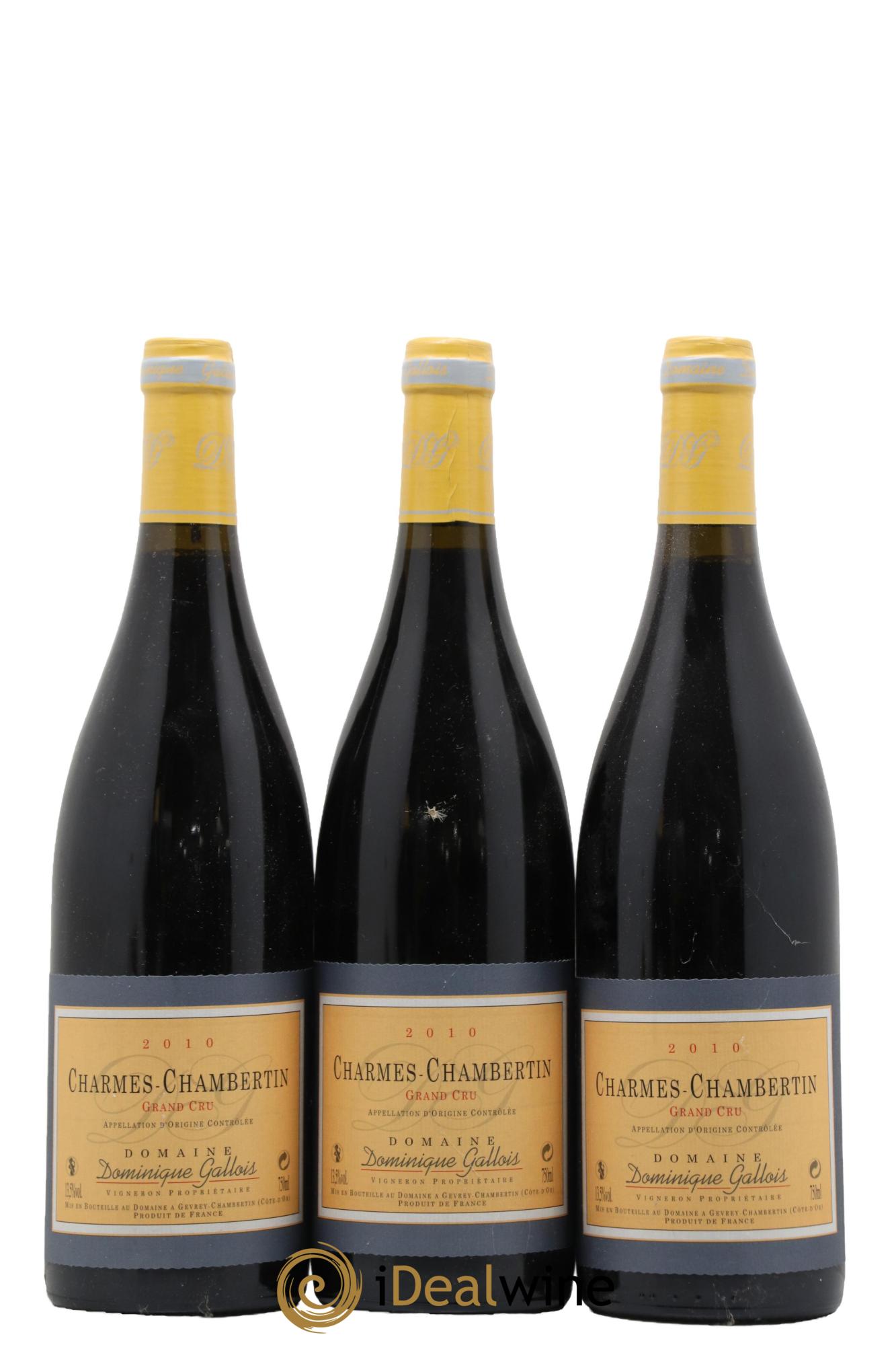 Charmes-Chambertin Grand Cru Domaine Dominique Gallois 2010 - Lot de 3 bouteilles - 0