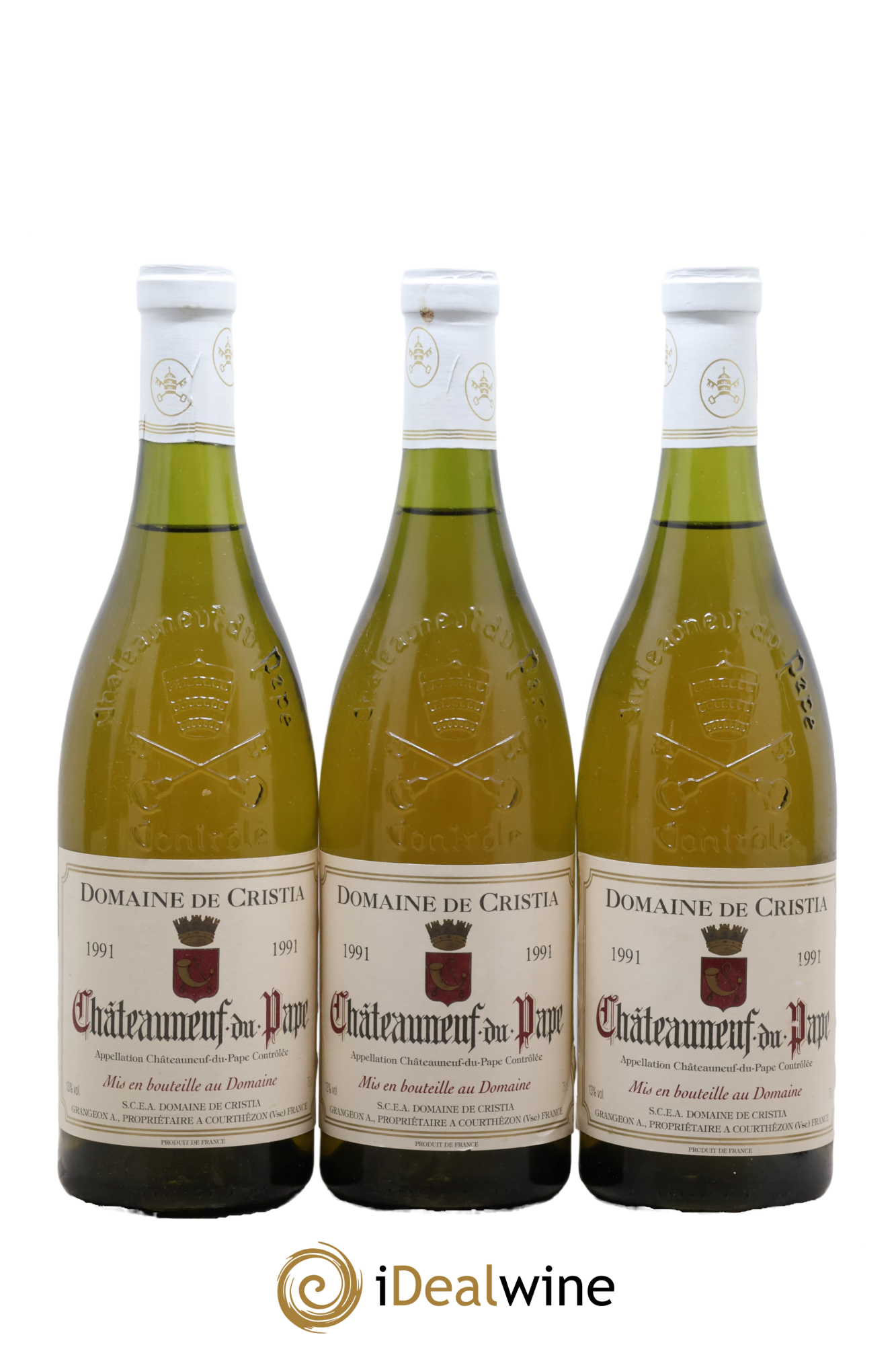 Châteauneuf-du-Pape Domaine de Cristia 1991 - Lotto di 3 bottiglie - 0