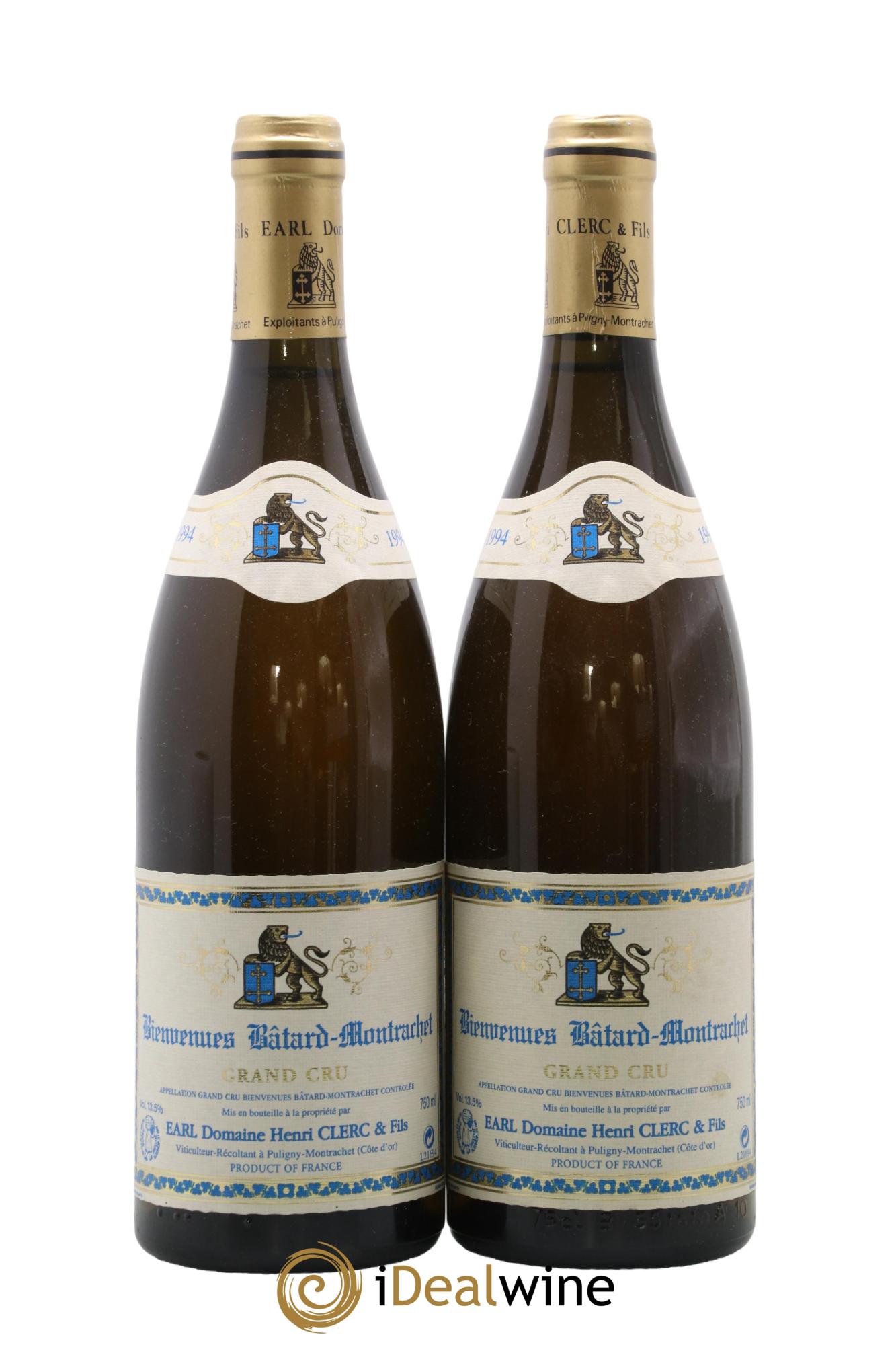 Bienvenues-Bâtard-Montrachet Grand Cru Henri Clerc 1994 - Lot de 2 bouteilles - 0