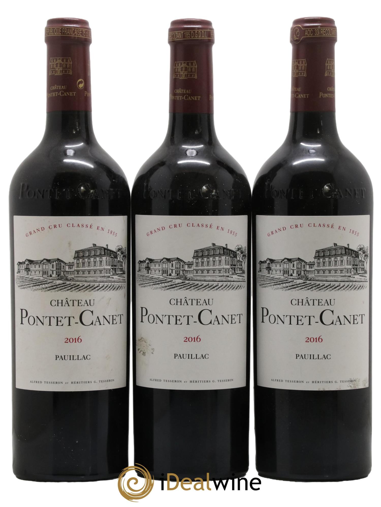 Château Pontet Canet 5ème Grand Cru Classé 2016 - Lot de 3 bouteilles - 0
