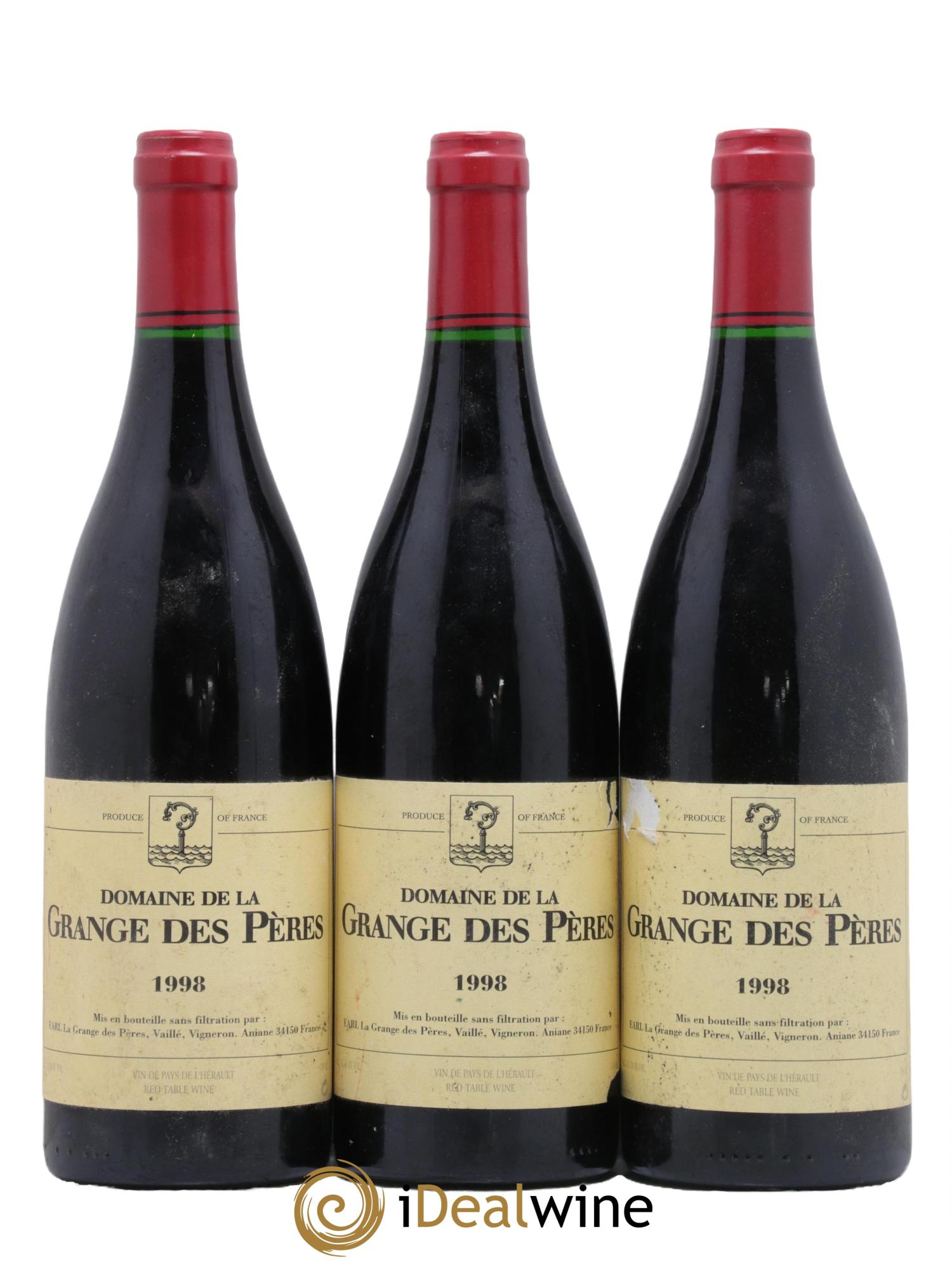 Pays d'Hérault Grange des Pères Laurent Vaillé 1998 - Lot de 3 bouteilles - 0