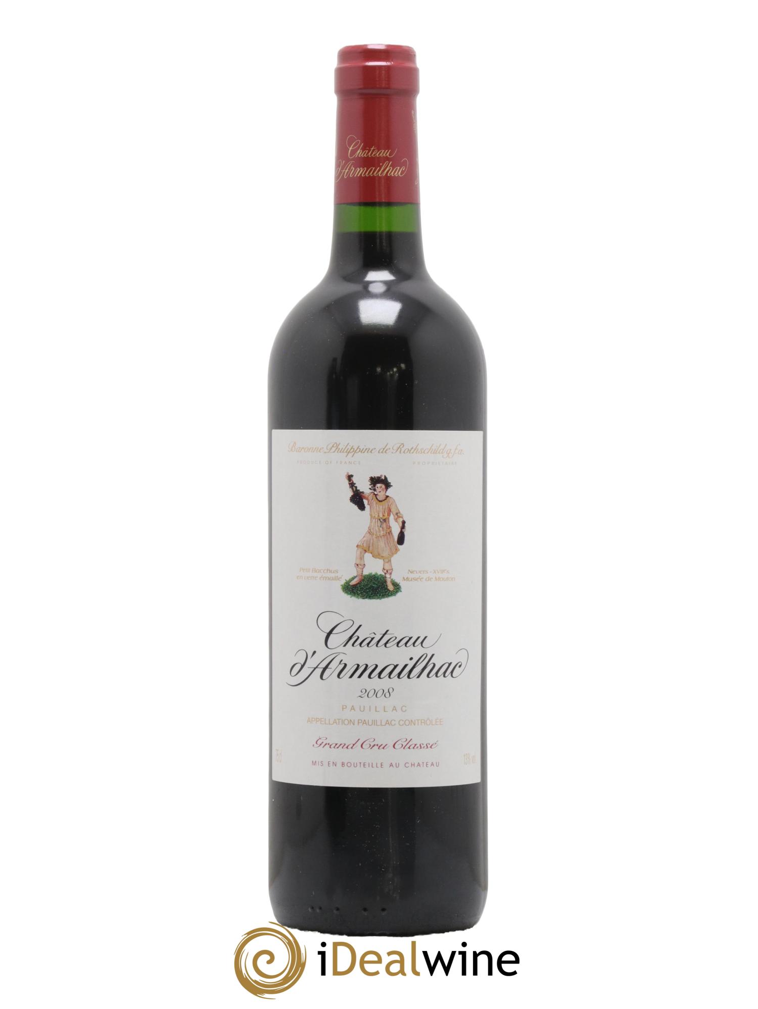 Château d' Armailhac - Mouton Baron(ne) Philippe 5ème Grand Cru Classé 2008 - Lot de 1 bouteille - 0