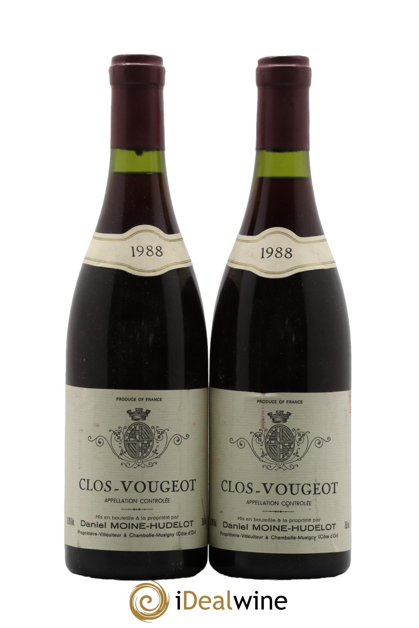 Clos de Vougeot Grand Cru Moine-Hudelot (Domaine) 1988 - Lot de 2 bouteilles - 0