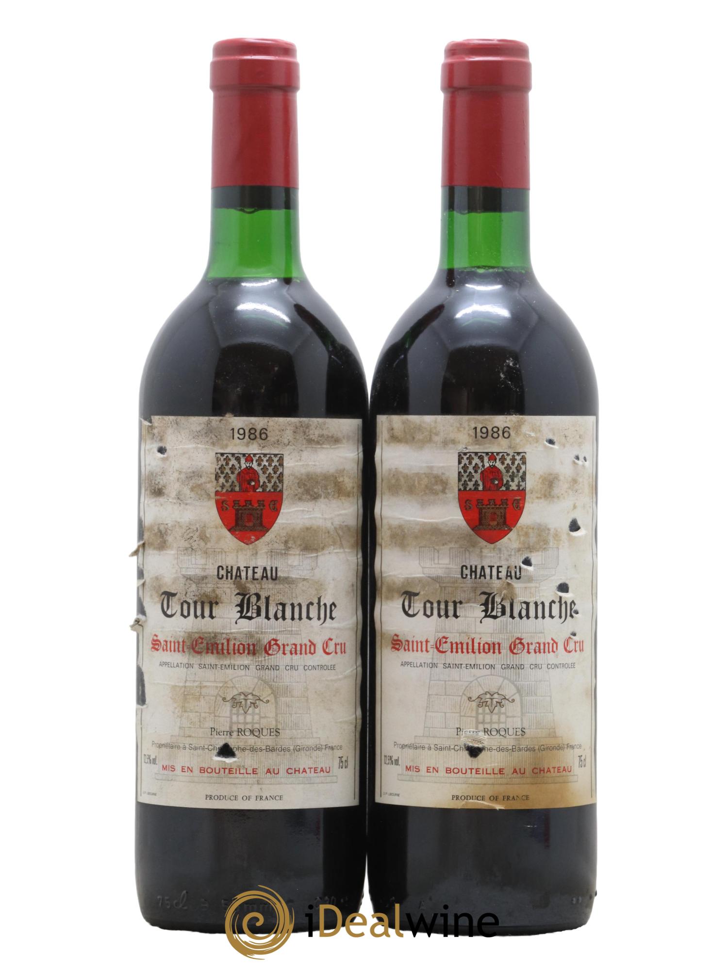 Saint-Émilion Grand Cru Château Tour Blanche 1986 - Lot de 2 bouteilles - 0