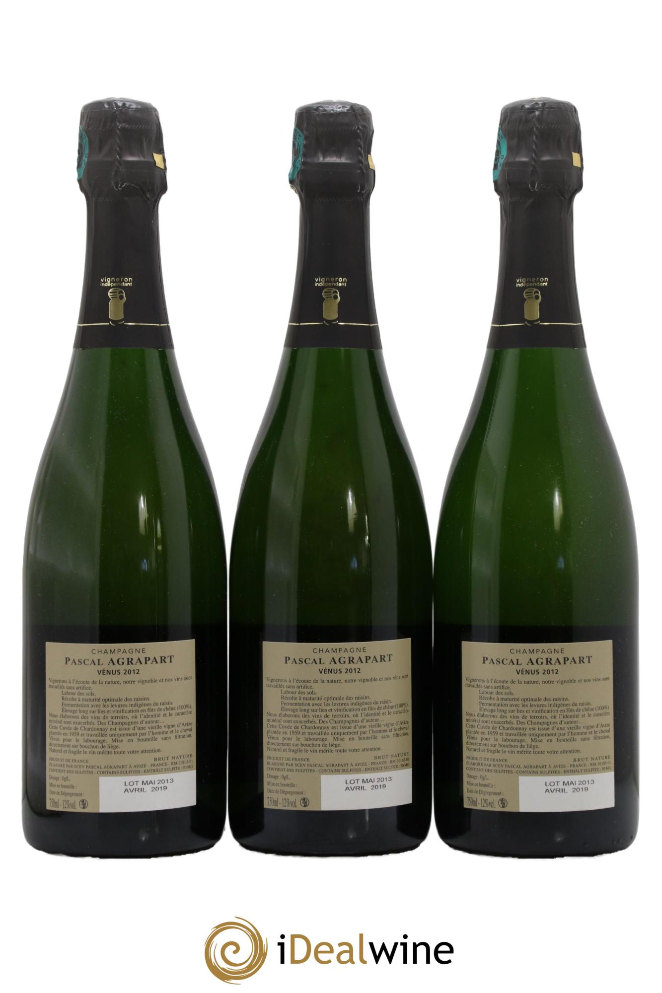 Vénus Blanc de Blancs Brut Nature Pascal Agrapart 2012 - Lotto di 3 bottiglie - 1