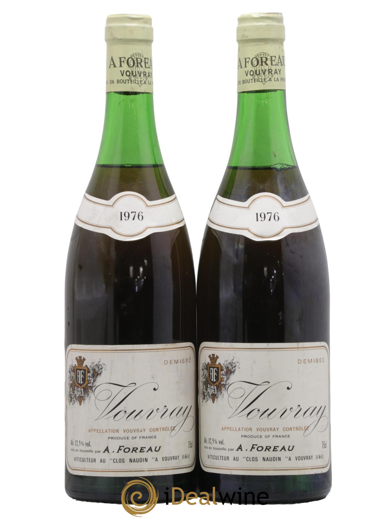 Vouvray Demi-Sec Clos Naudin - Philippe Foreau 1976 - Posten von 2 Flaschen - 0