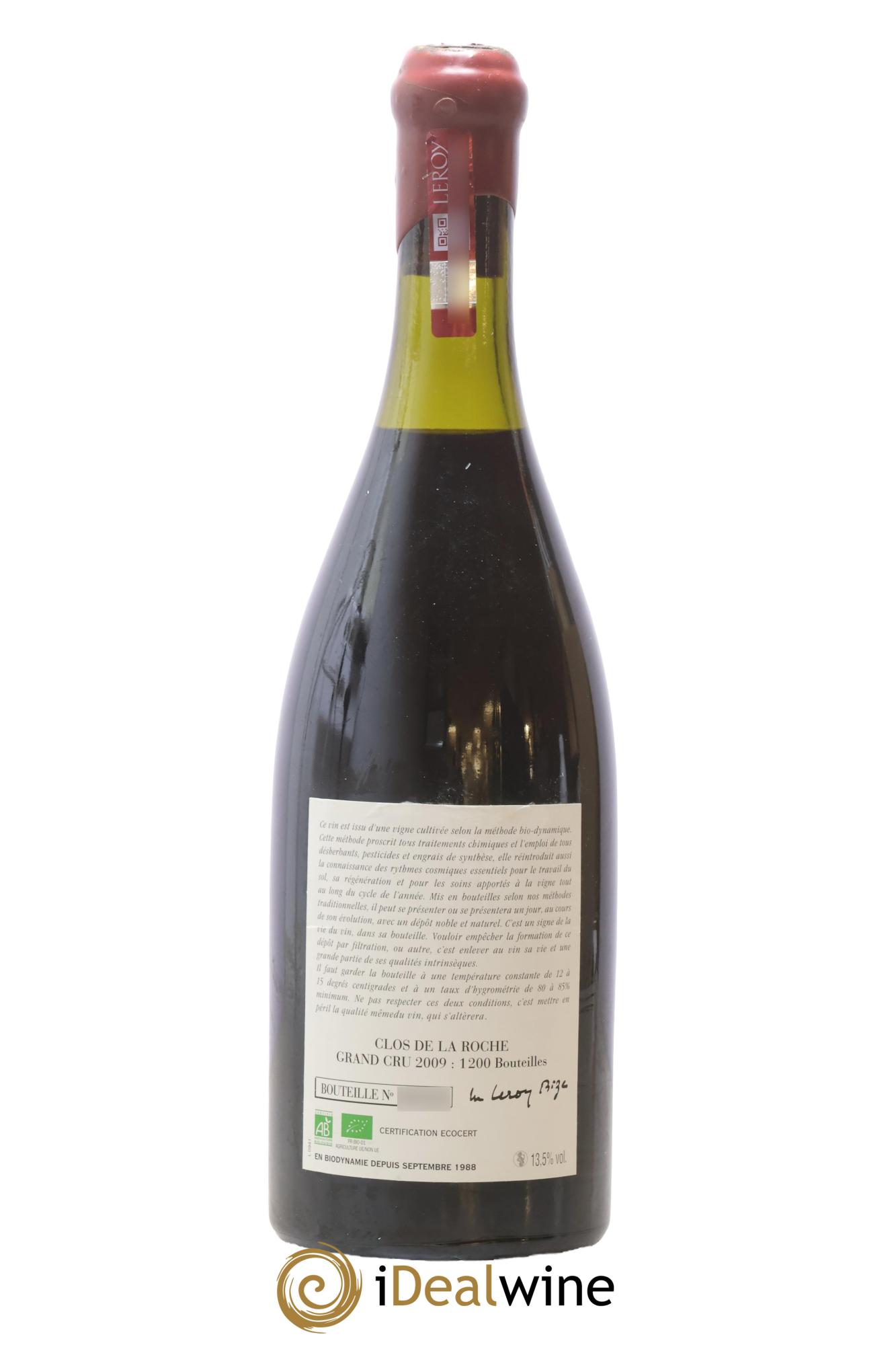 Clos de la Roche Grand Cru Leroy (Domaine) 2009 - Lot de 1 bouteille - 1