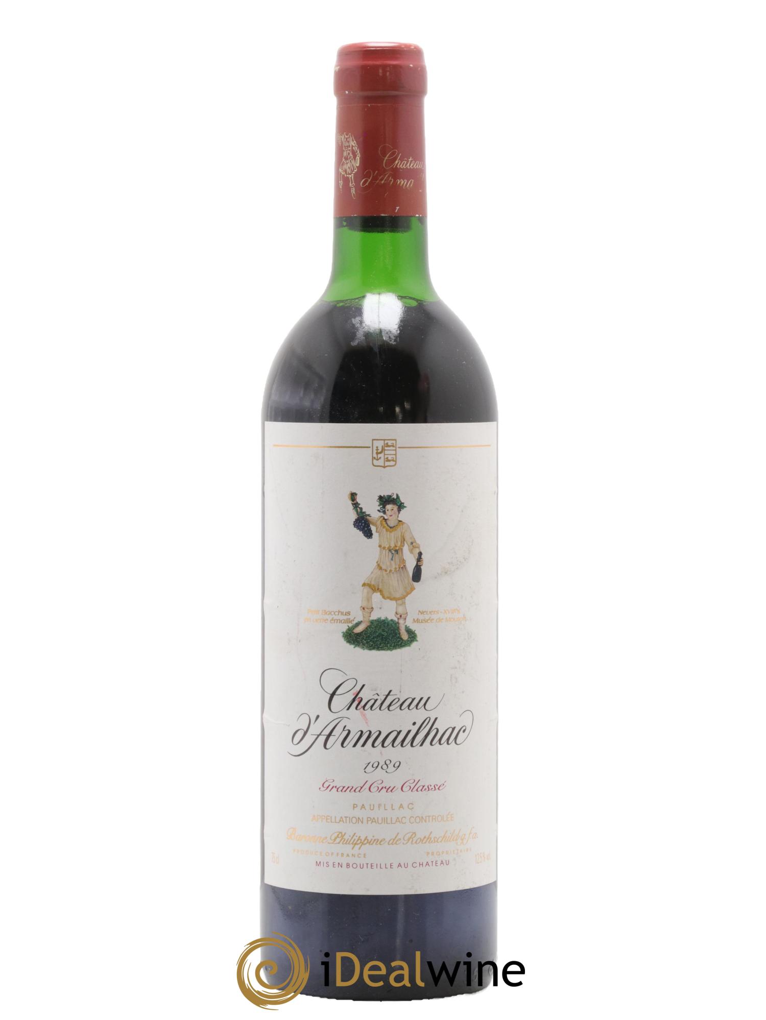 Château d' Armailhac - Mouton Baron(ne) Philippe 5ème Grand Cru Classé 1989 - Lot de 1 bouteille - 0