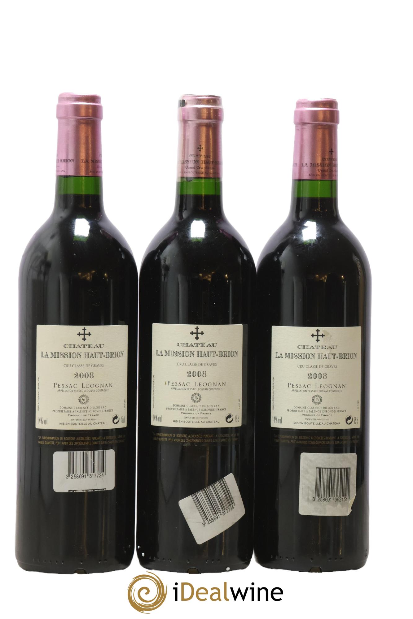 Château la Mission Haut-Brion Cru Classé de Graves 2008 - Lot de 3 bouteilles - 1