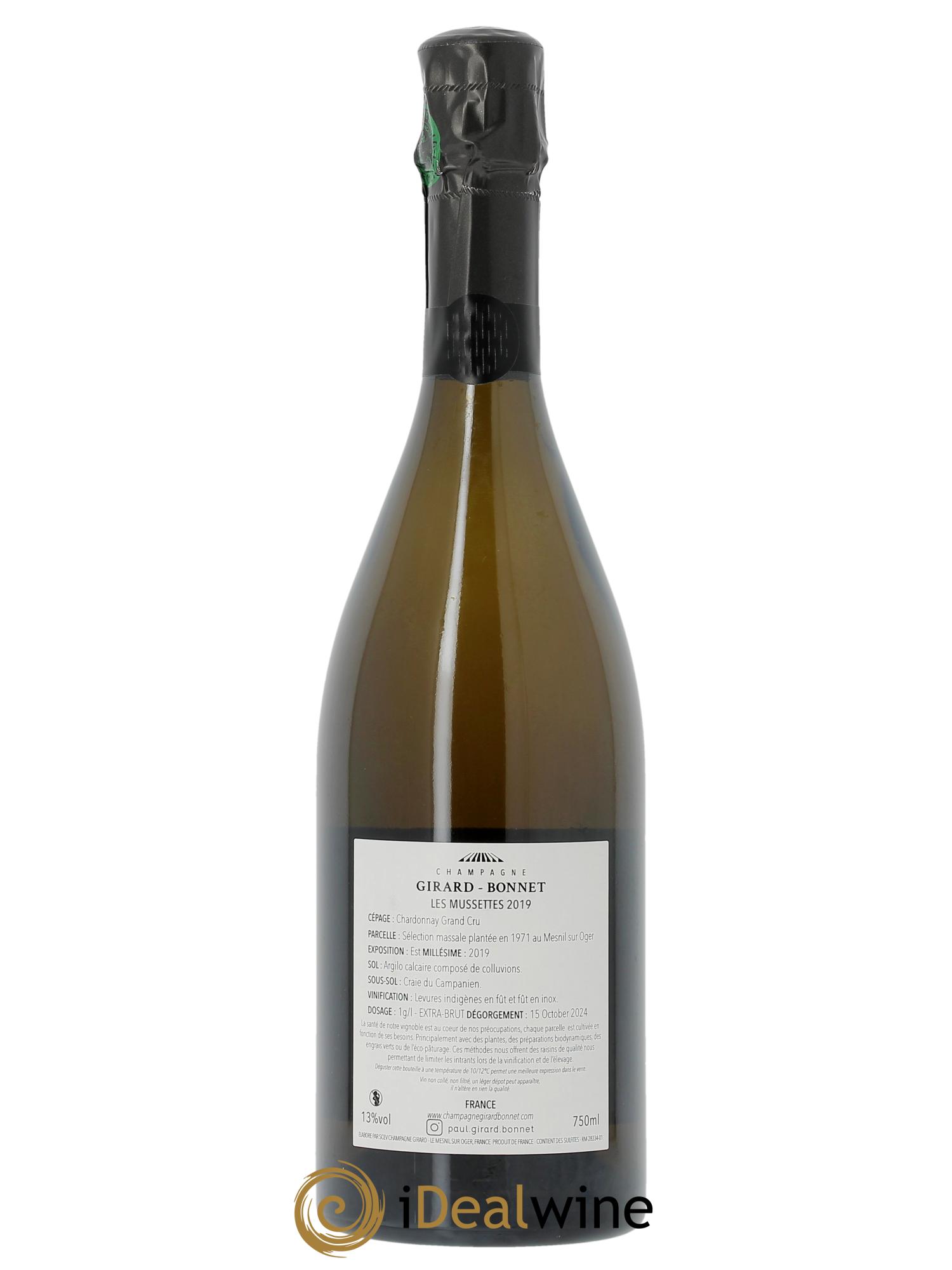Les Mussettes Grand Cru Extra-brut Girard-Bonnet 2019 - Lot de 1 bouteille - 1