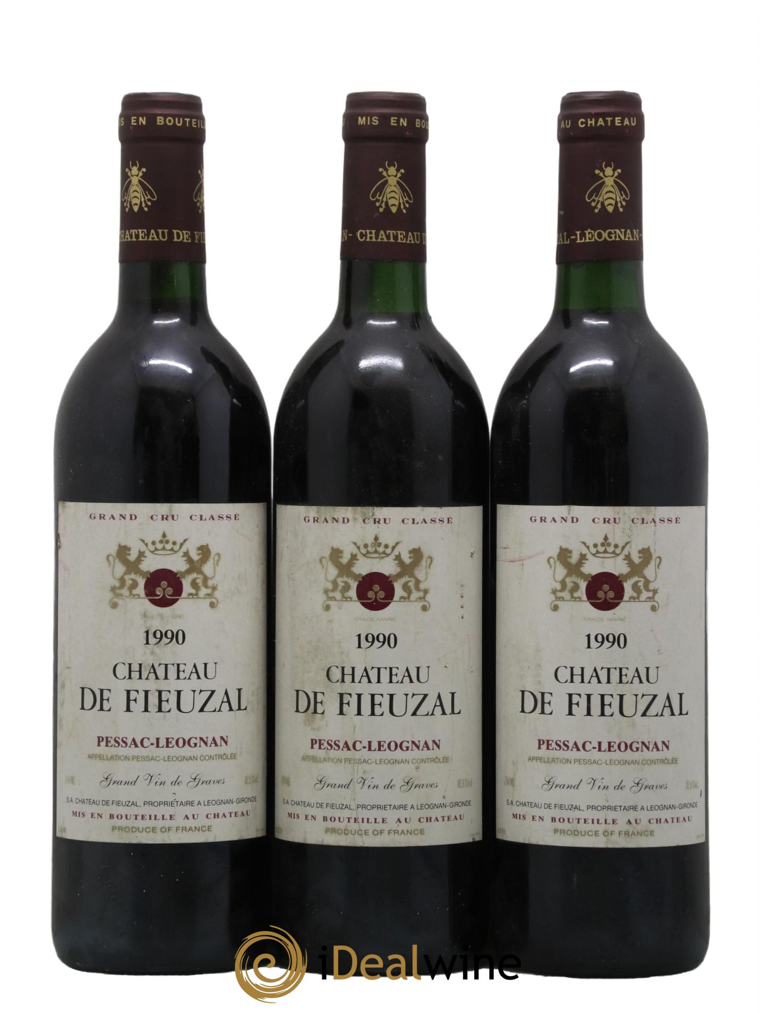 Château de Fieuzal Cru Classé de Graves 1990 - Lot de 3 bouteilles - 0