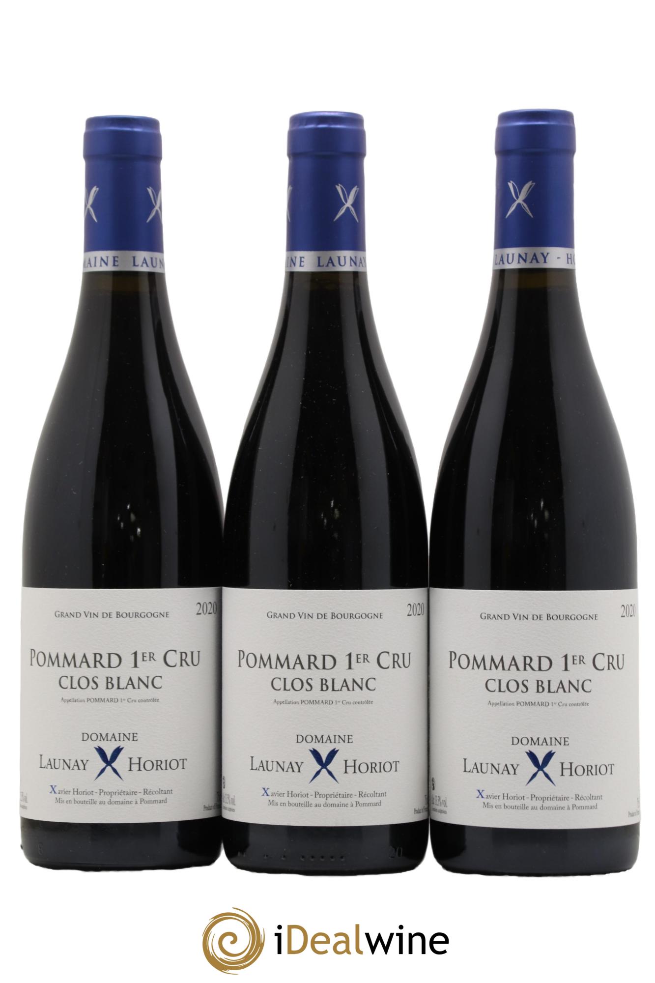 Pommard 1er Cru Clos Blanc Domaine Launay Horiot 2020 - Lot de 3 bouteilles - 0