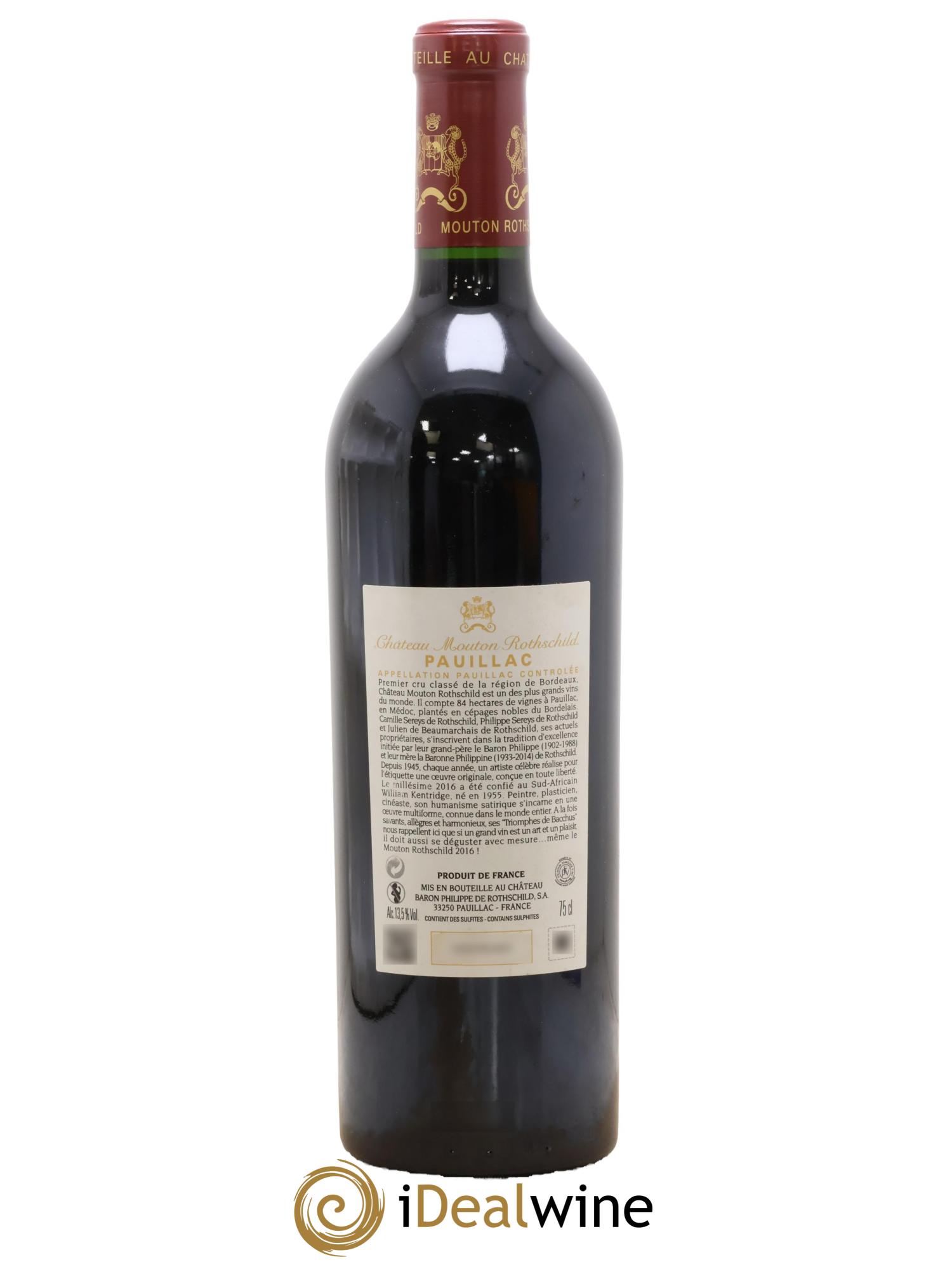 Château Mouton Rothschild 1er Grand Cru Classé 2016 - Lot de 1 bouteille - 1