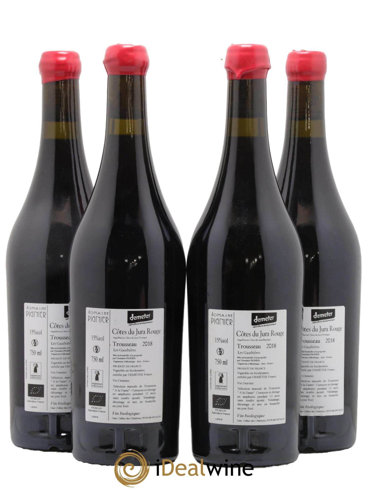 Côtes du Jura Trousseau Les Gauthières Domaine Pignier 2018 - Lot de 4 bouteilles - 1