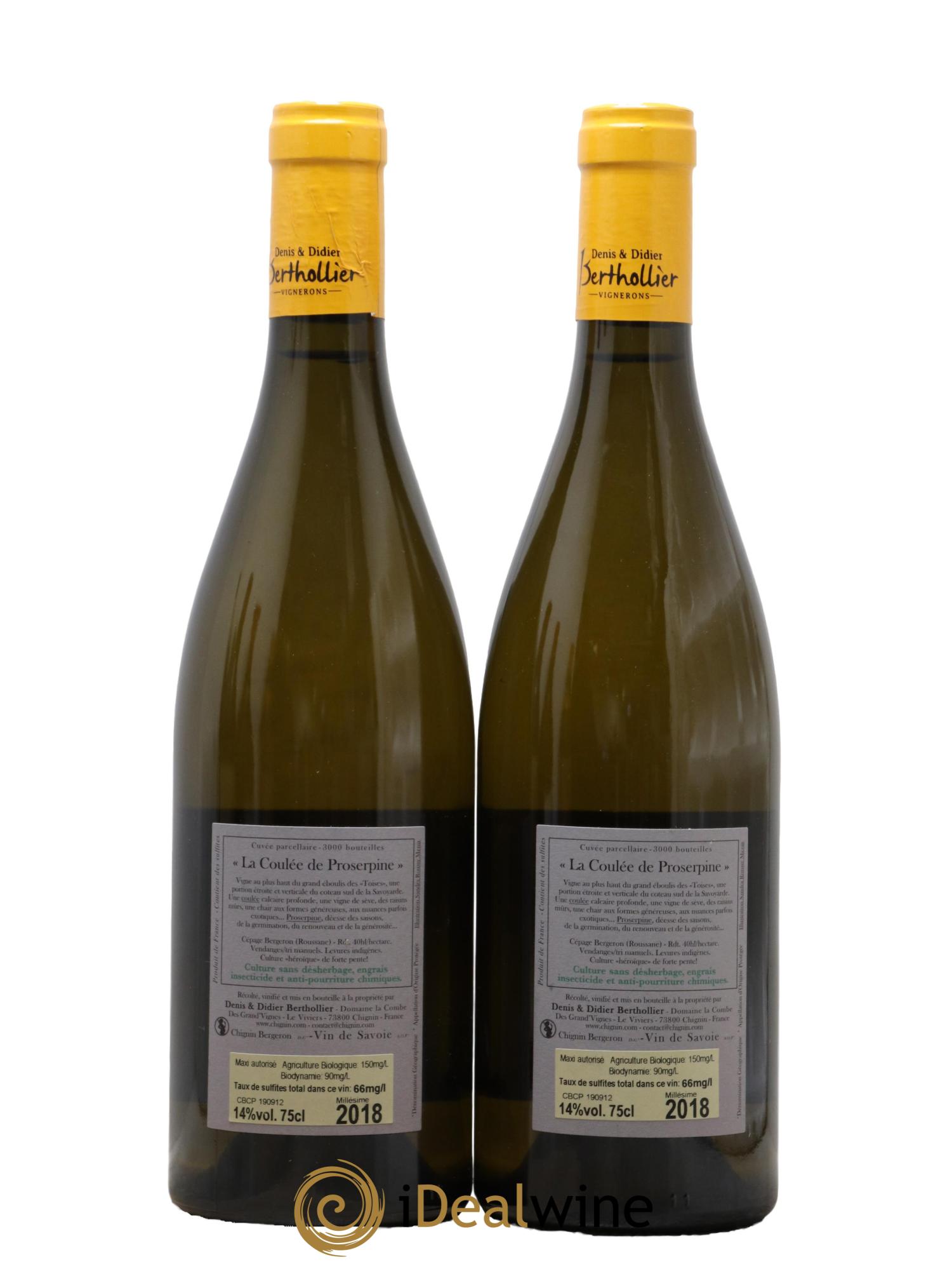 Vin de Savoie Chignin-Bergeron La Coulée de Proserpine Domaine Berthollier 2018 - Lot de 2 bouteilles - 1