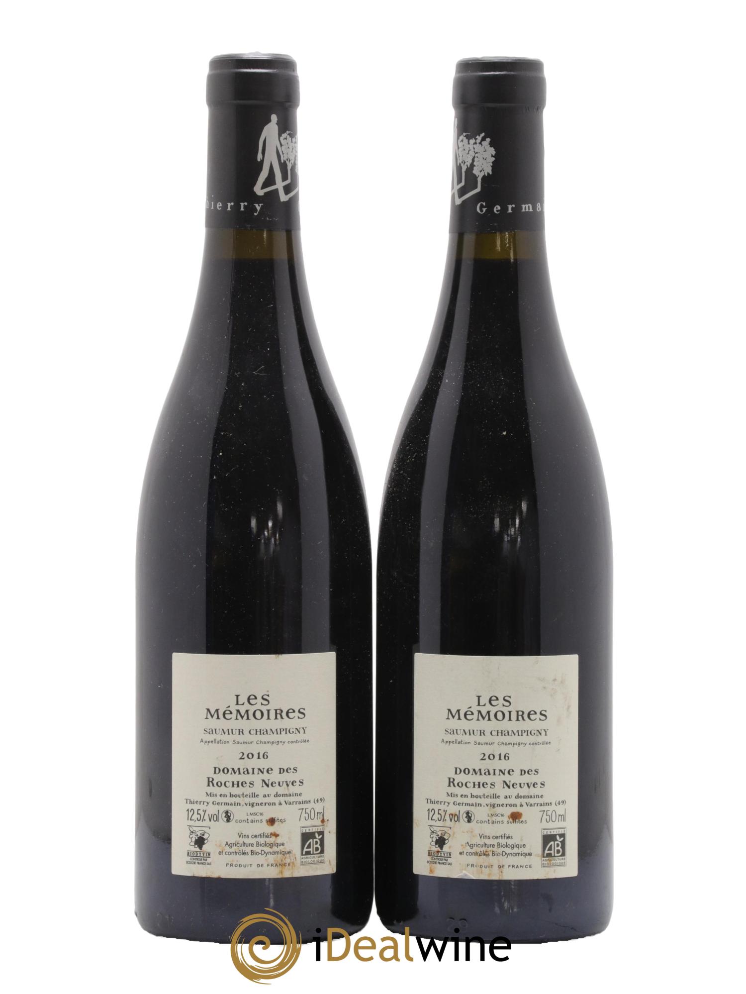 Saumur-Champigny Les Mémoires Domaine des Roches Neuves - Thierry Germain 2016 - Lot de 2 bouteilles - 1