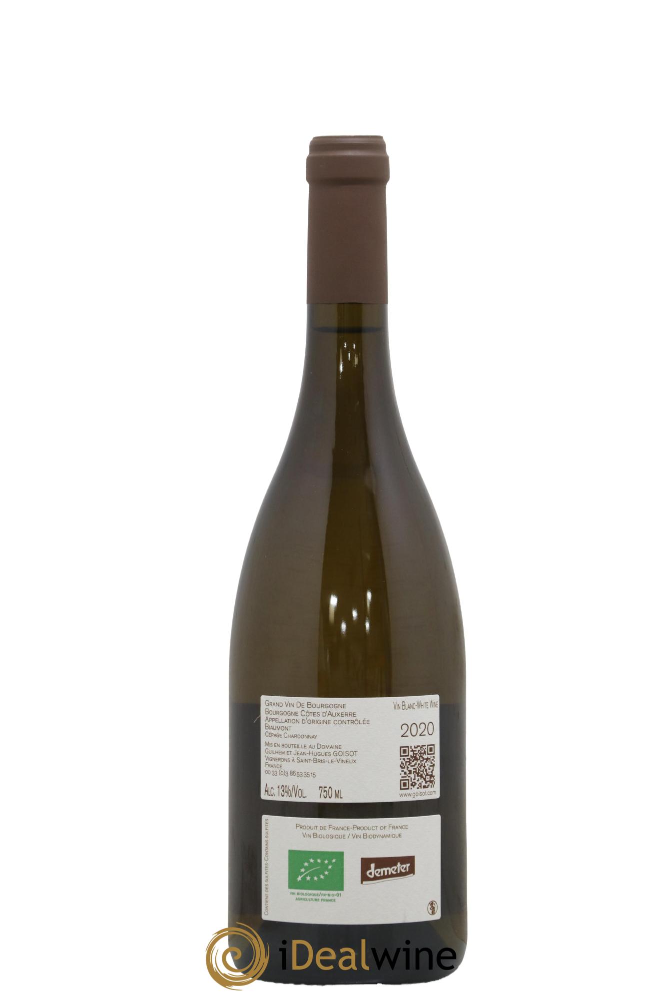 Bourgogne Côtes d'Auxerre Biaumont Goisot 2020 - Lot of 1 bottle - 1