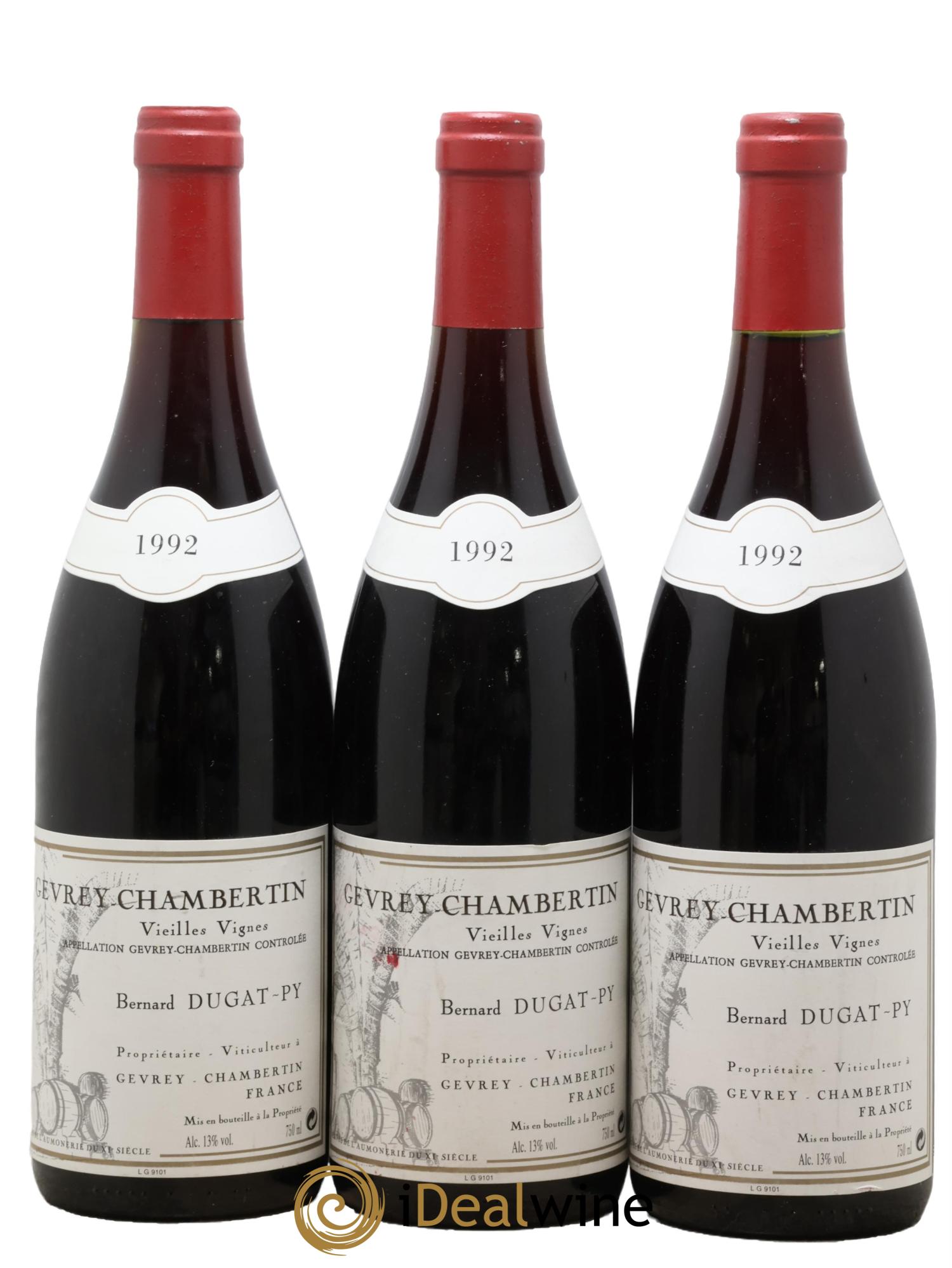 Gevrey-Chambertin Vieilles Vignes Dugat-Py 1992 - Lotto di 3 bottiglie - 0