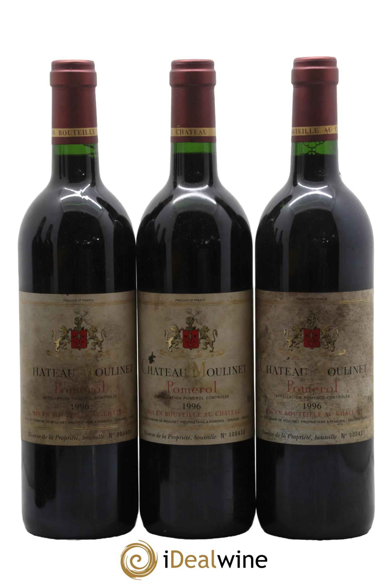 Château Moulinet  1996 - Lot de 3 bouteilles - 0