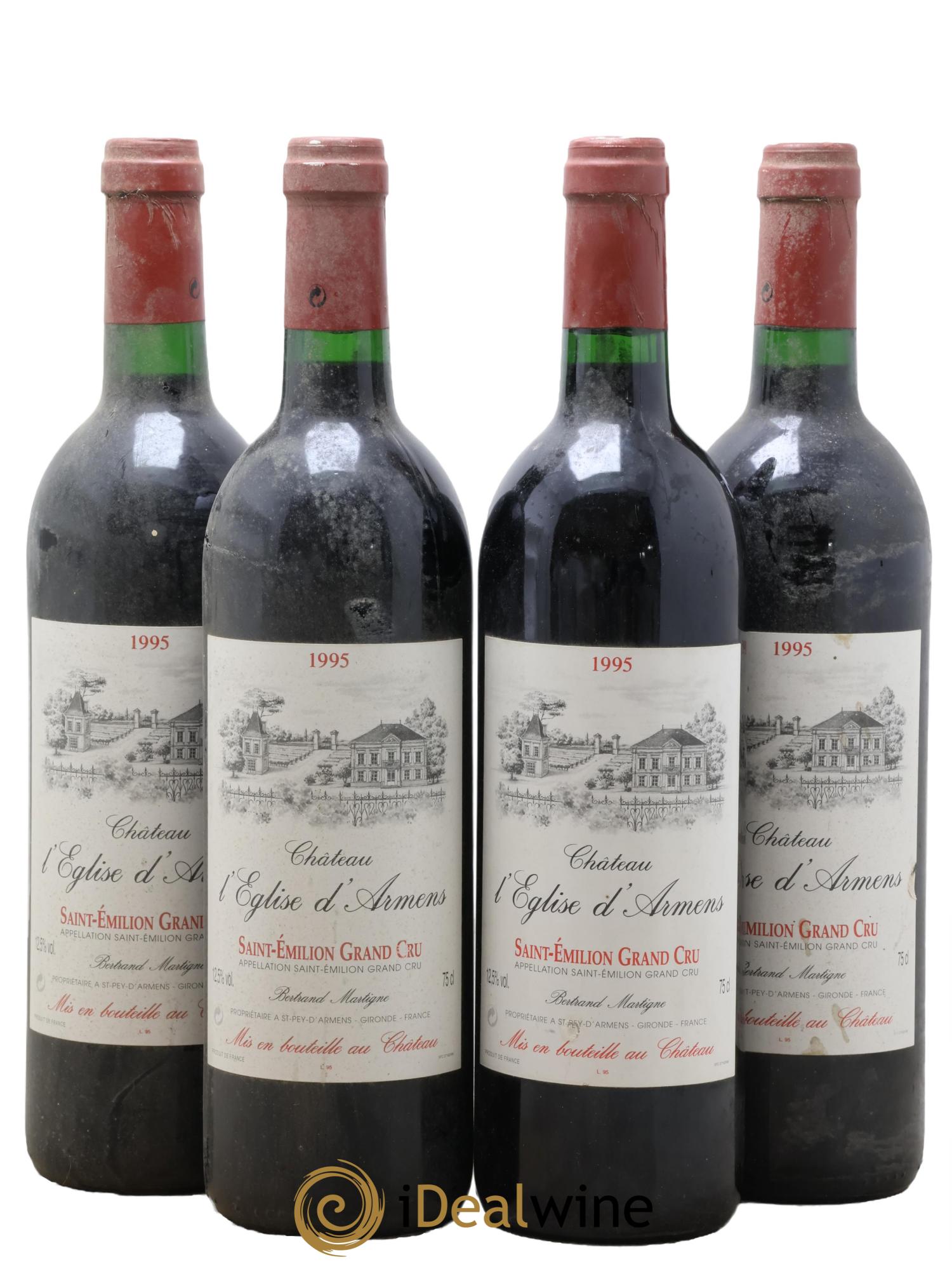 Saint-Émilion Grand Cru Château L'Eglise D'Armens 1995 - Lot de 4 bouteilles - 0