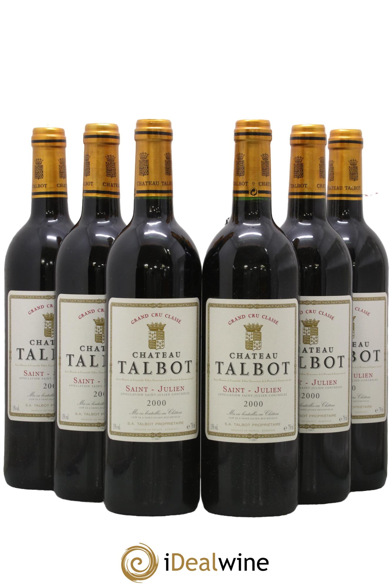 Château Talbot 4ème Grand Cru Classé 2000 - Lotto di 6 bottiglie - 0
